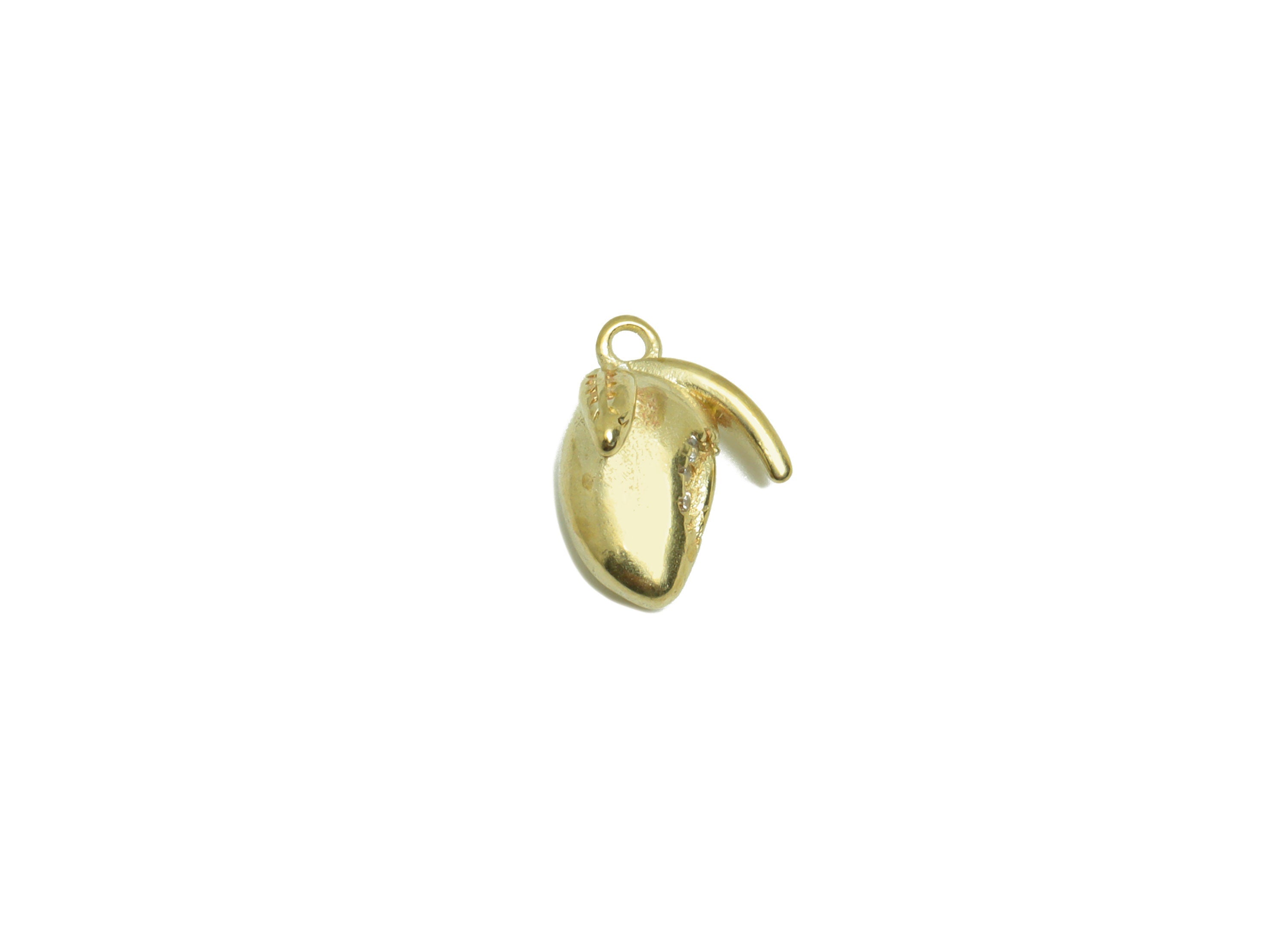Brass CZ Mango Earring Charm - Raw Brass Cubic Zircon Earring Charm - Brass Zircon Mango Pendant - Fruit Pendant - 11x8.4x4.23mm - PP9594 - DOMEDBAZAAR
