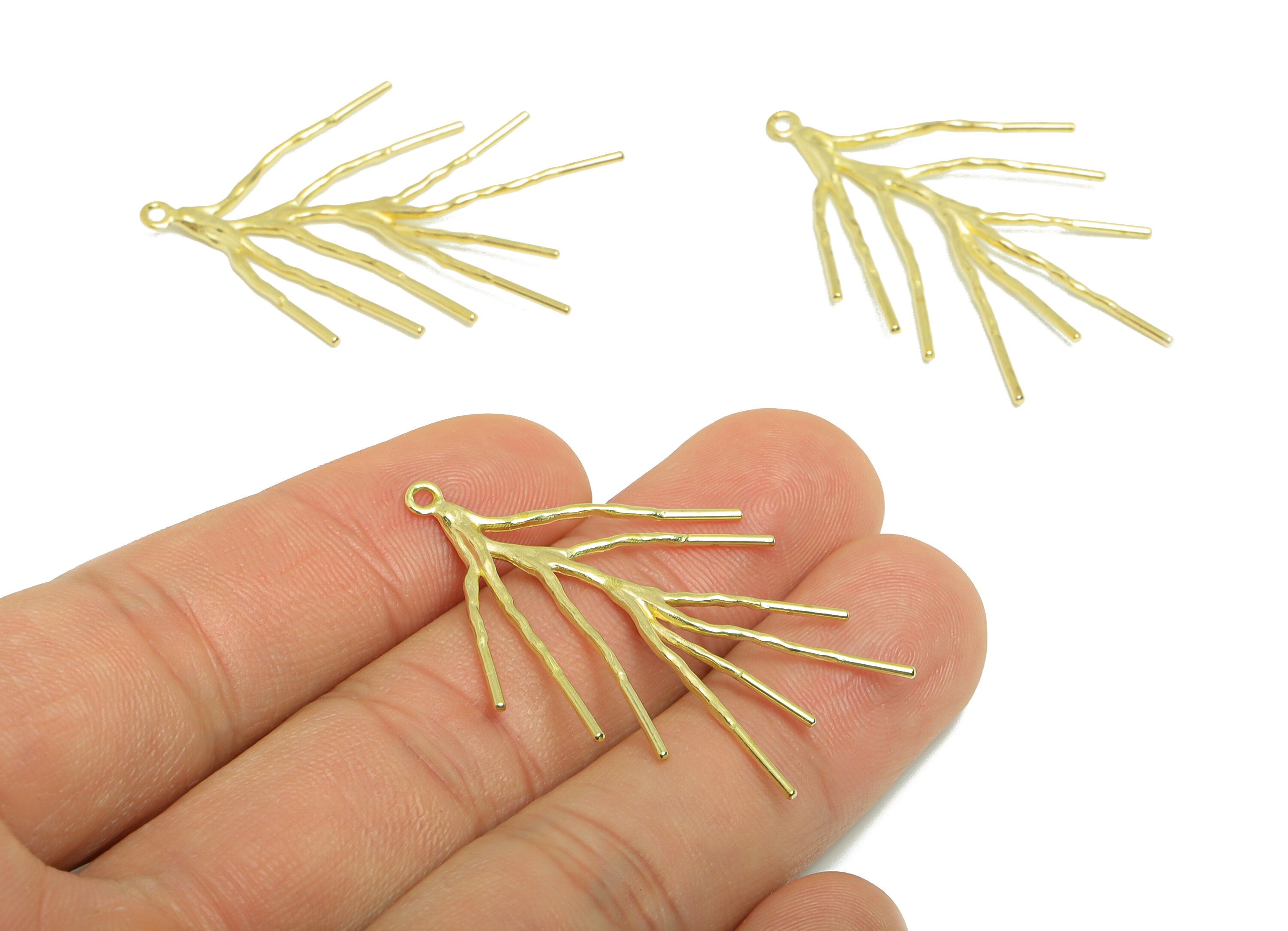 Brass Tree Earring Charm - Raw Brass Branch Earring Charm - Brass Botanical Pendant - Brass Tree Branch Earring Charm - 41x25x2mm - PP9578 - DOMEDBAZAAR