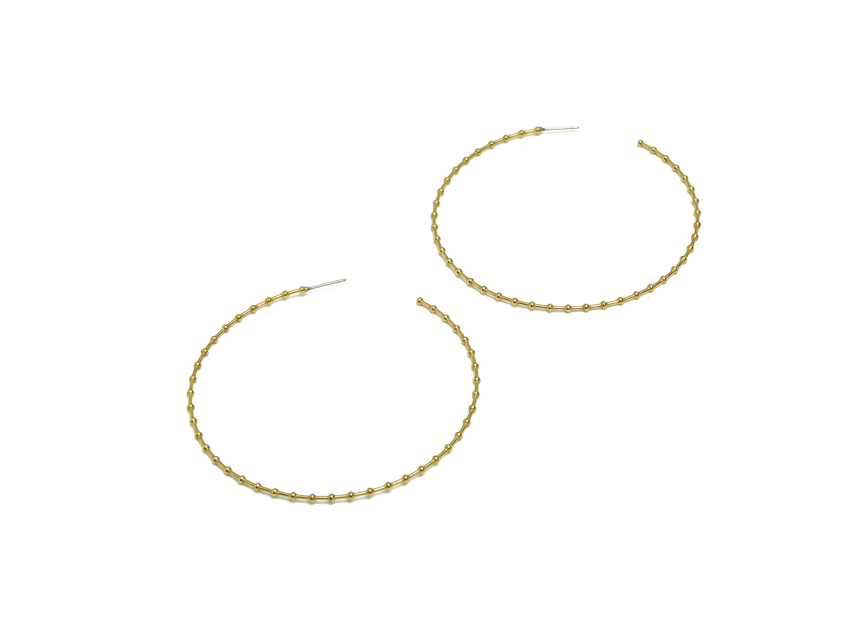 Brass Bead Hoop Earring Stud - Raw Brass Huge Wire C Hoop Earring Post - Brass Zig Zag Earring Post - Ball Hoop Earring - 72x75x1mm - PP9363 - DOMEDBAZAAR