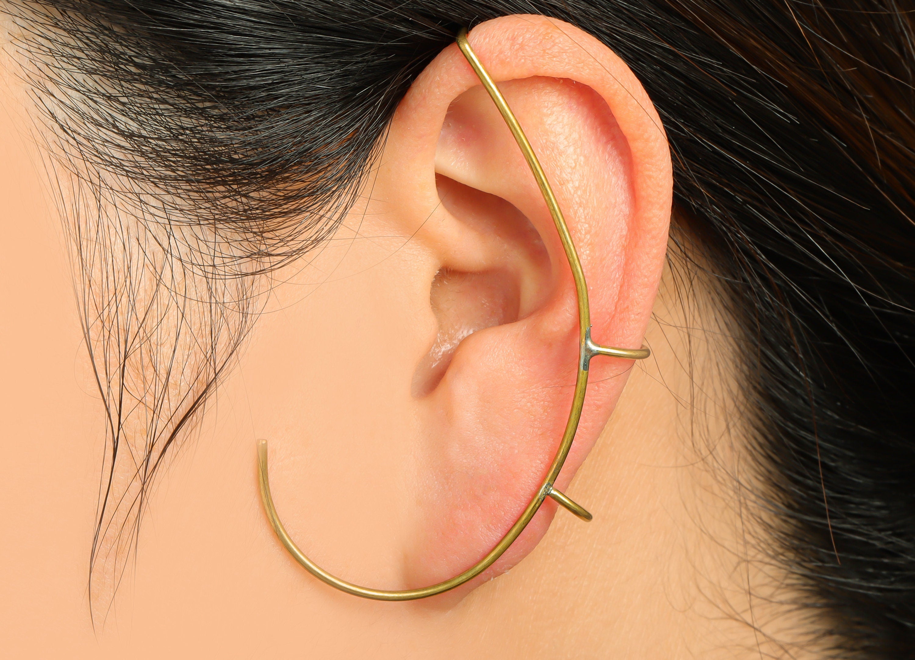 Brass Wires Ear Cuff Earring - Brass Wires Earring - Wires Earring Bone Hanging - Hanging Ear Cuff Earring - 60x39x1mm - PP9349 - DOMEDBAZAAR