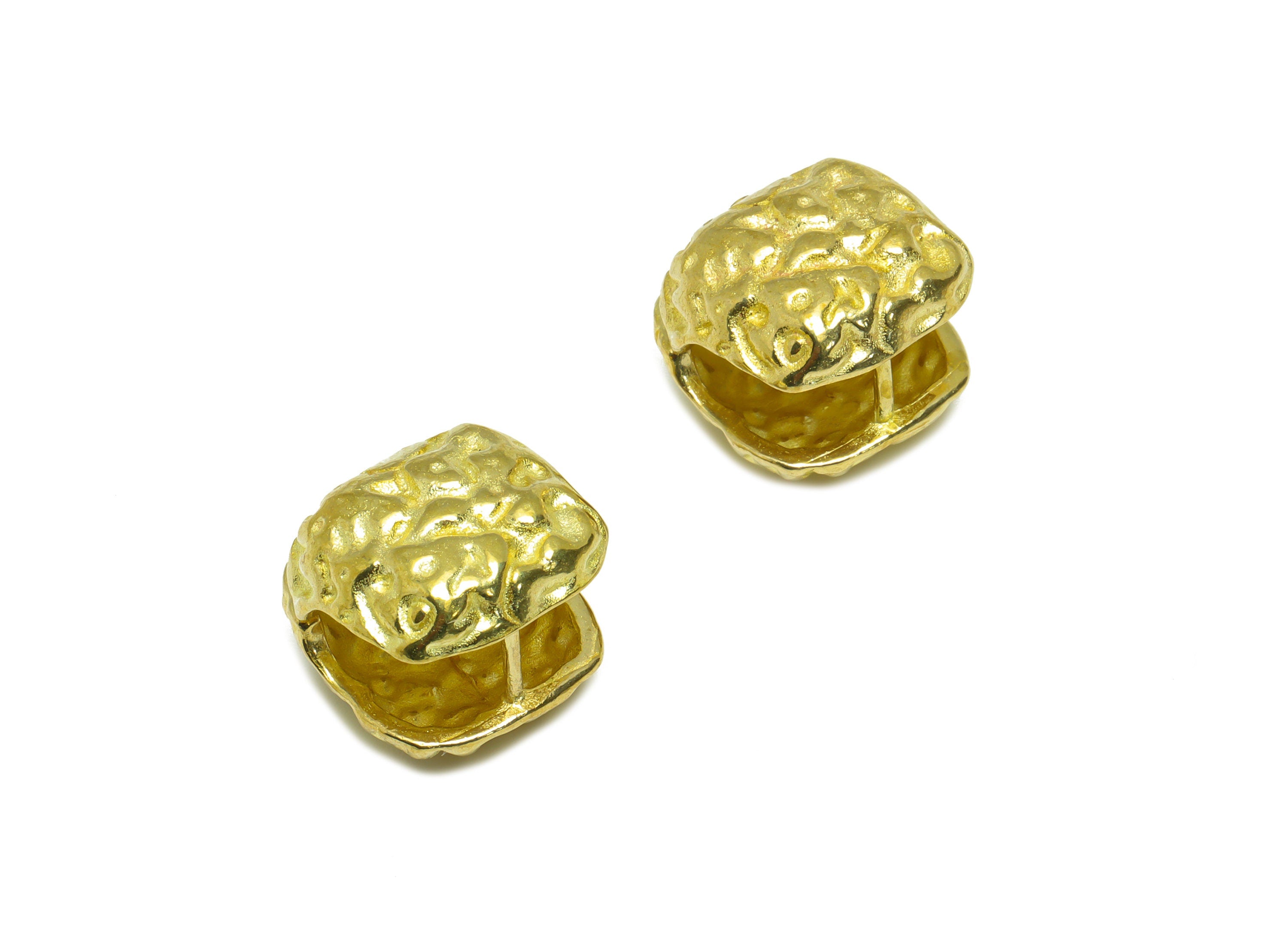 Textured Huggie Hoop Earring - Raw Brass Cube Earring - Brass Geometry Huggie Hoop Earring - Brass Huggie Hoop - 15.72x16x5mm - PP9524 - DOMEDBAZAAR