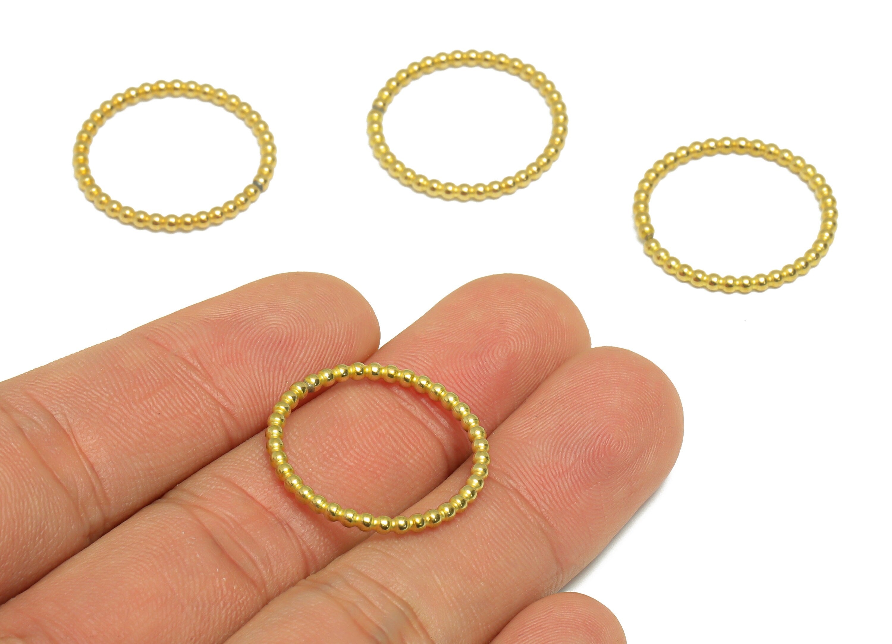 19mm Ball Wire Chian Ring - Raw Brass Dainty Beaded Band - Brass Solid Gold Thin Ring - Brass Beaded Ring - 23x23x1.77mm - PP9407 - DOMEDBAZAAR