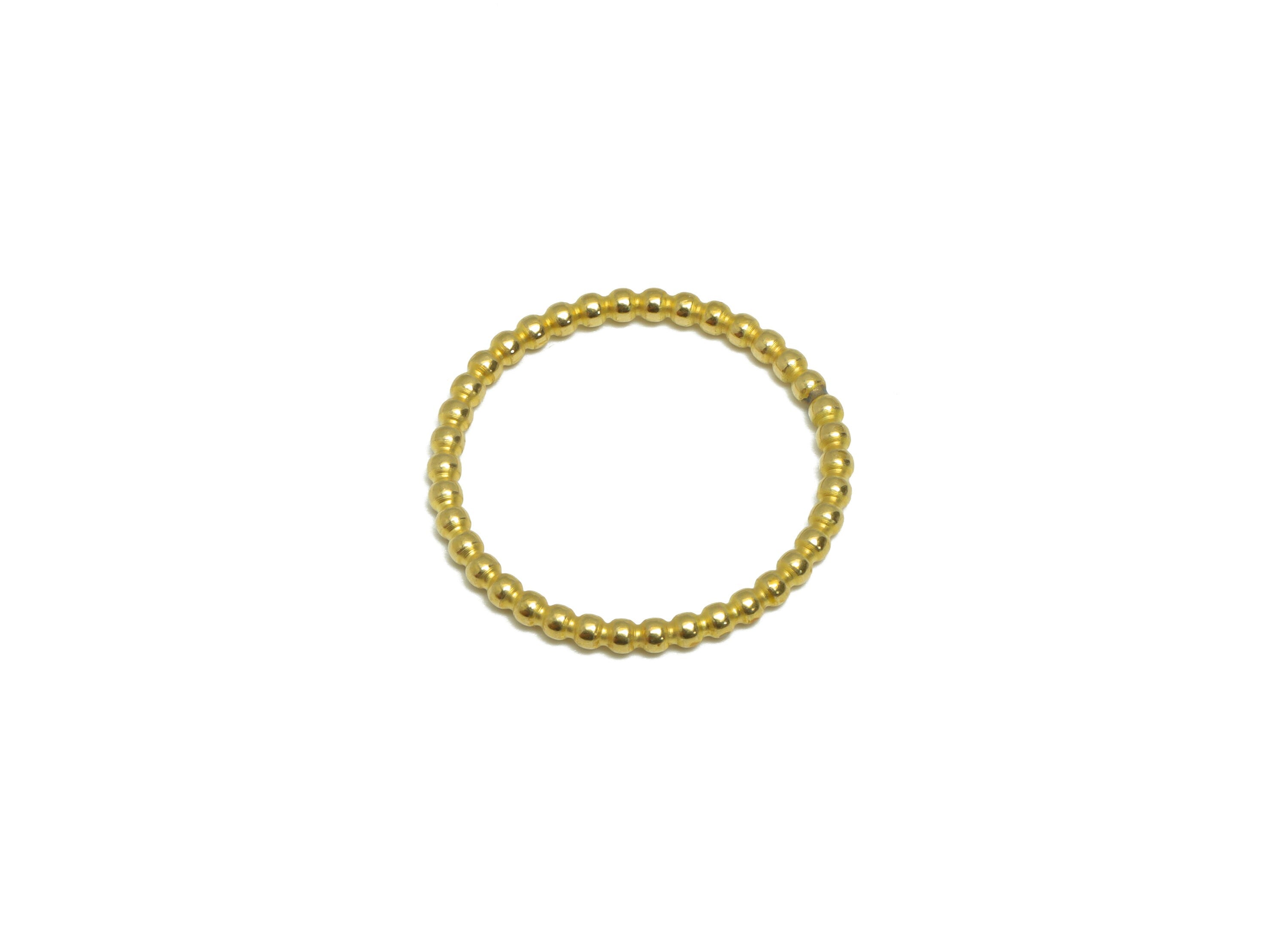 19mm Ball Wire Chian Ring - Raw Brass Dainty Beaded Band - Brass Solid Gold Thin Ring - Brass Beaded Ring - 23x23x1.77mm - PP9407 - DOMEDBAZAAR