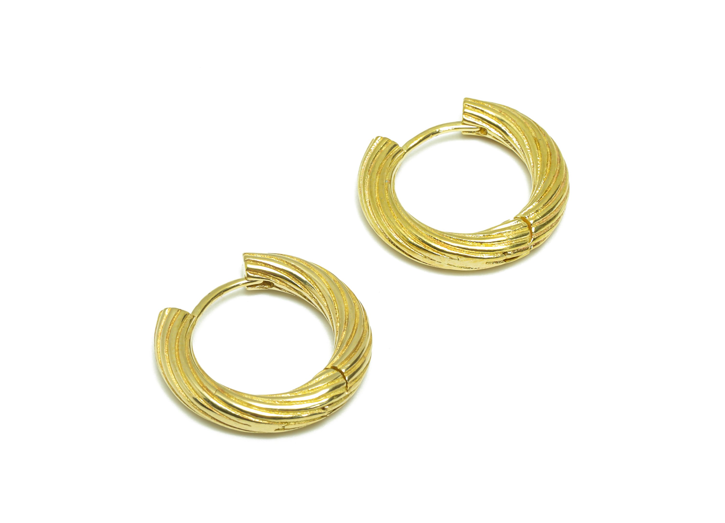 Brass Thick Wire Huggie Hoop Earring - Raw Brass Hoop Clasp Earring - Clabe Wire Hoop Earring - Huggie Hoop Earring - 19.51x21x4mm - PP9497 - DOMEDBAZAAR