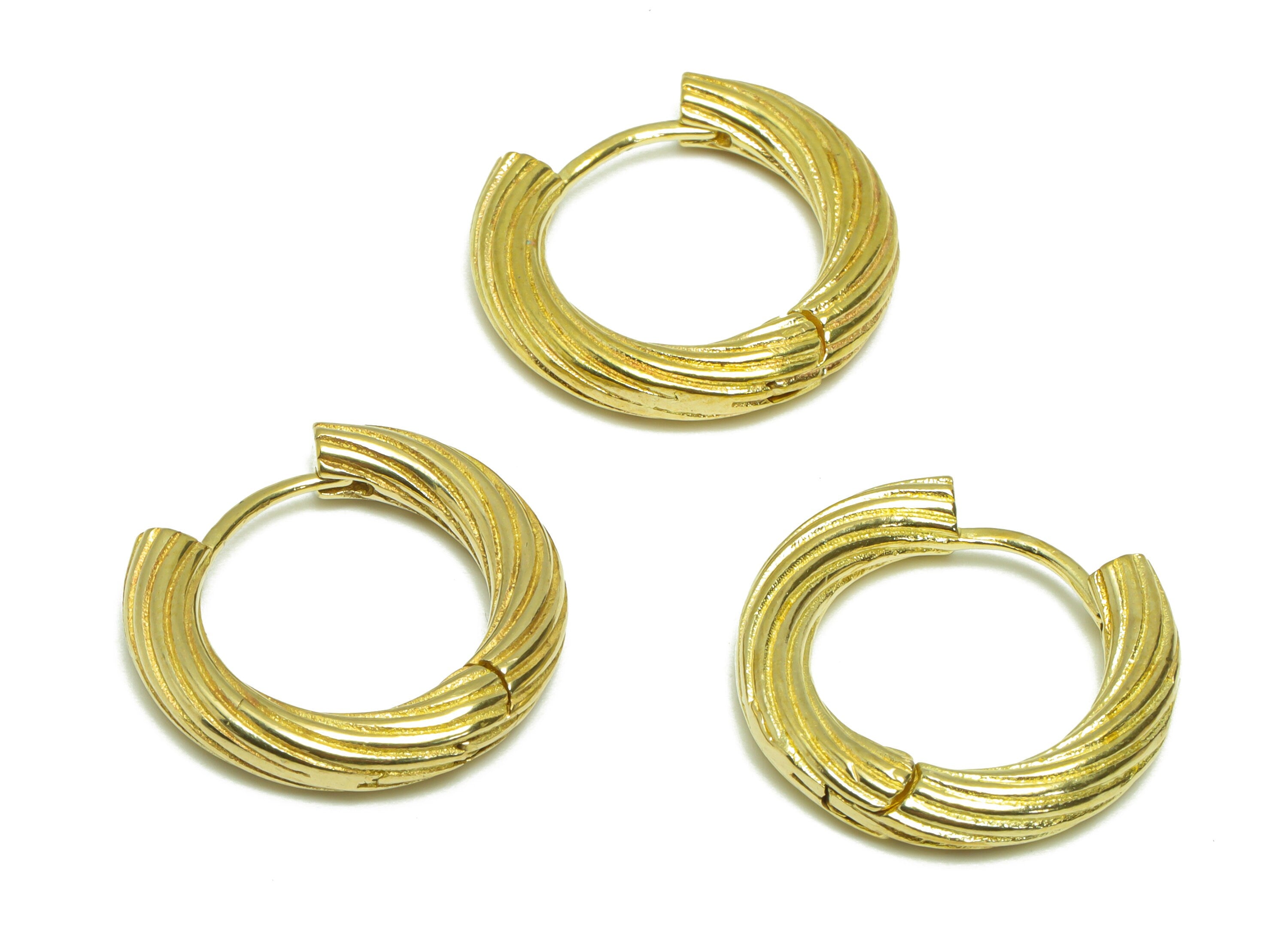 Brass Thick Wire Huggie Hoop Earring - Raw Brass Hoop Clasp Earring - Clabe Wire Hoop Earring - Huggie Hoop Earring - 19.51x21x4mm - PP9497 - DOMEDBAZAAR