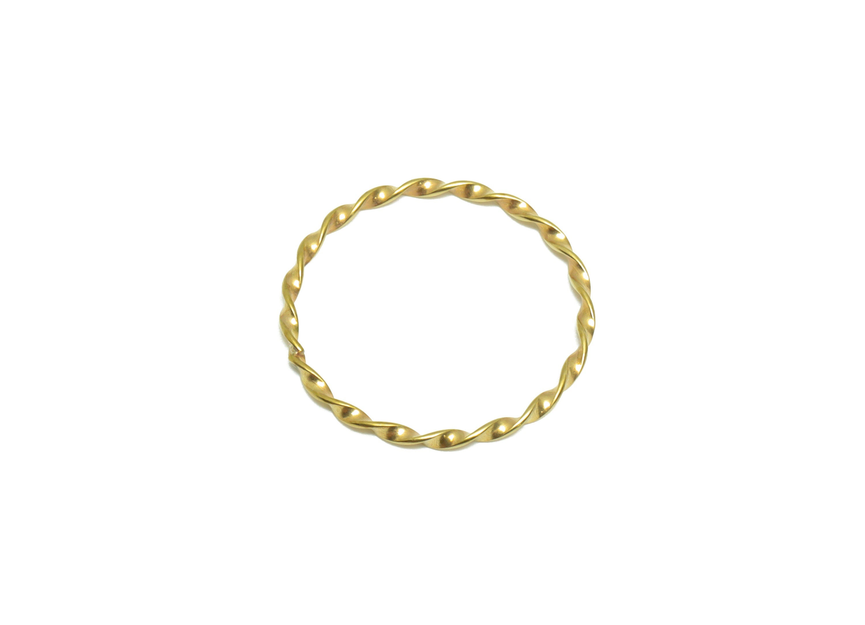 Hammered Twisted Chain Ring - Raw Brass Ring - Brass Chain Rings - Brass Rope Chian Rope Rings - 18.3x18.3x0.99mm - PP9367 - DOMEDBAZAAR