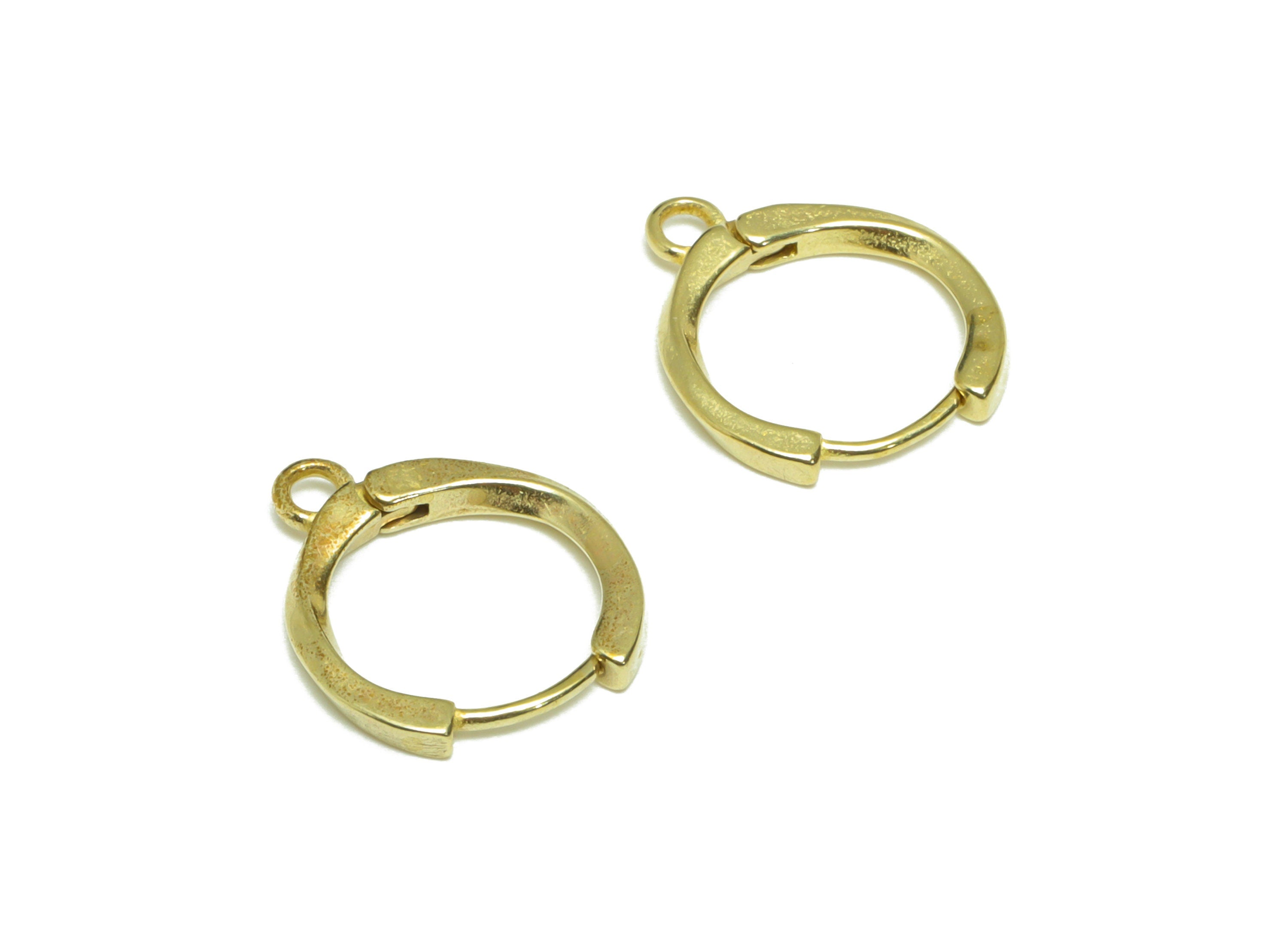 Round Huggie Hoop Earring - Raw Brass Mini Earring Clasp - Brass Circle Hoop Clasp Earring - Clasp Huggie Earring - 14.01x12x1.83mm - PP9490 - DOMEDBAZAAR