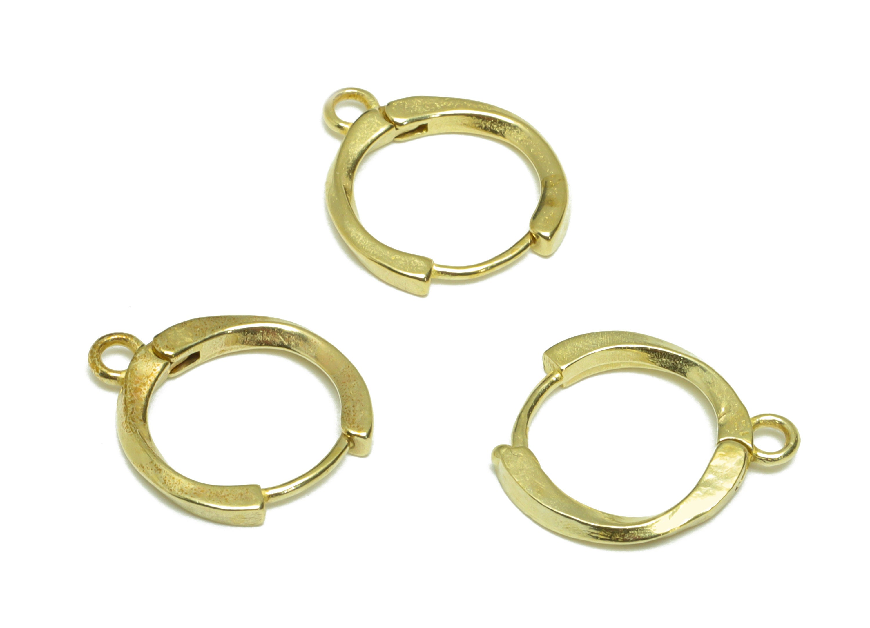 Round Huggie Hoop Earring - Raw Brass Mini Earring Clasp - Brass Circle Hoop Clasp Earring - Clasp Huggie Earring - 14.01x12x1.83mm - PP9490 - DOMEDBAZAAR