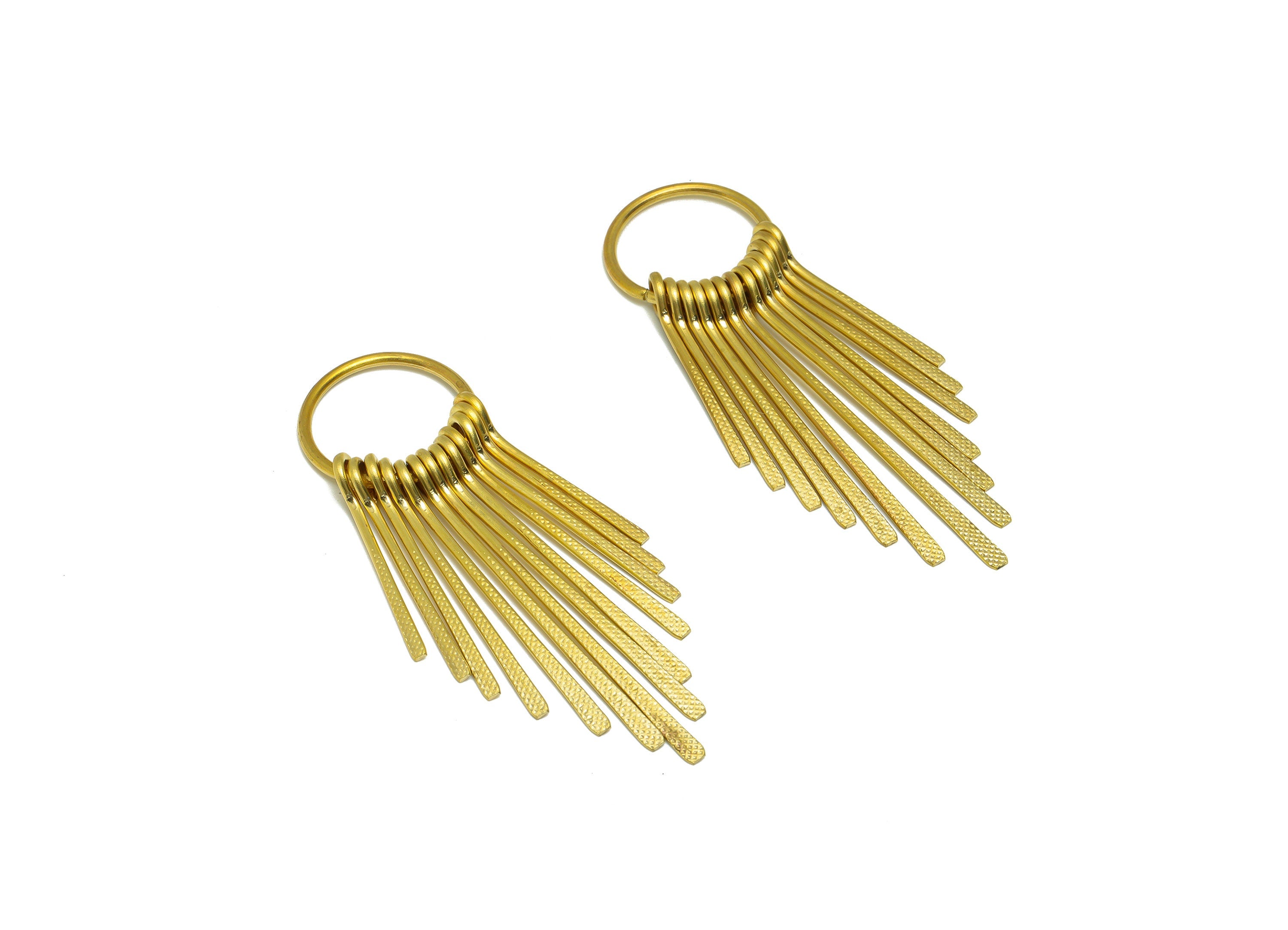 Hammered Wire Tassel Earring Charm - Brass Textured Wire Earring Charm - 12 Wire Earring Charm - Dangle Tassel Charm - 63x19.48x1mm -PP9345 - DOMEDBAZAAR