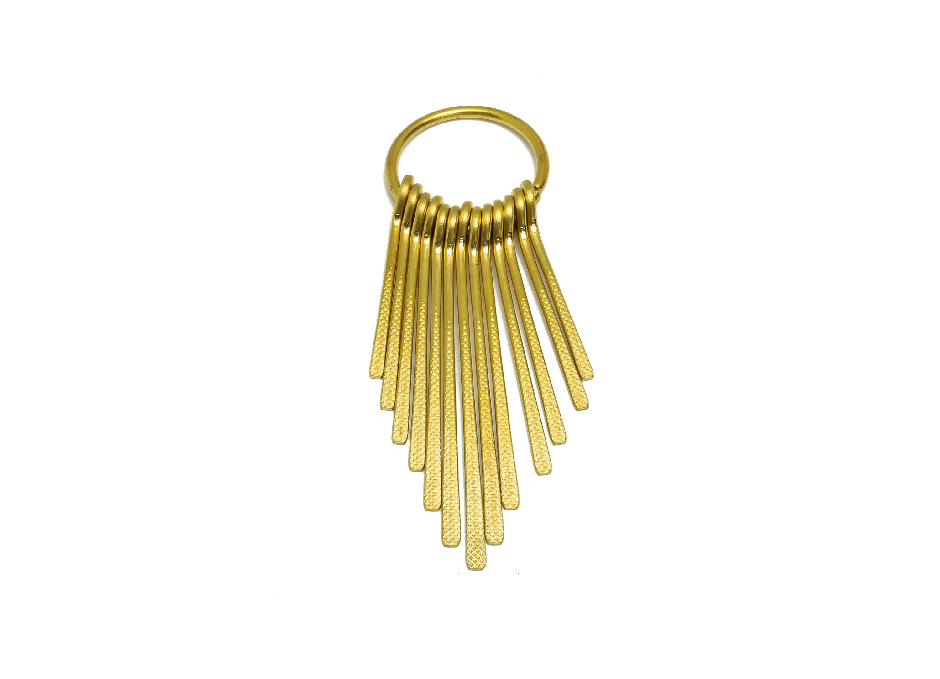 Hammered Wire Tassel Earring Charm - Brass Textured Wire Earring Charm - 12 Wire Earring Charm - Dangle Tassel Charm - 63x19.48x1mm -PP9345 - DOMEDBAZAAR