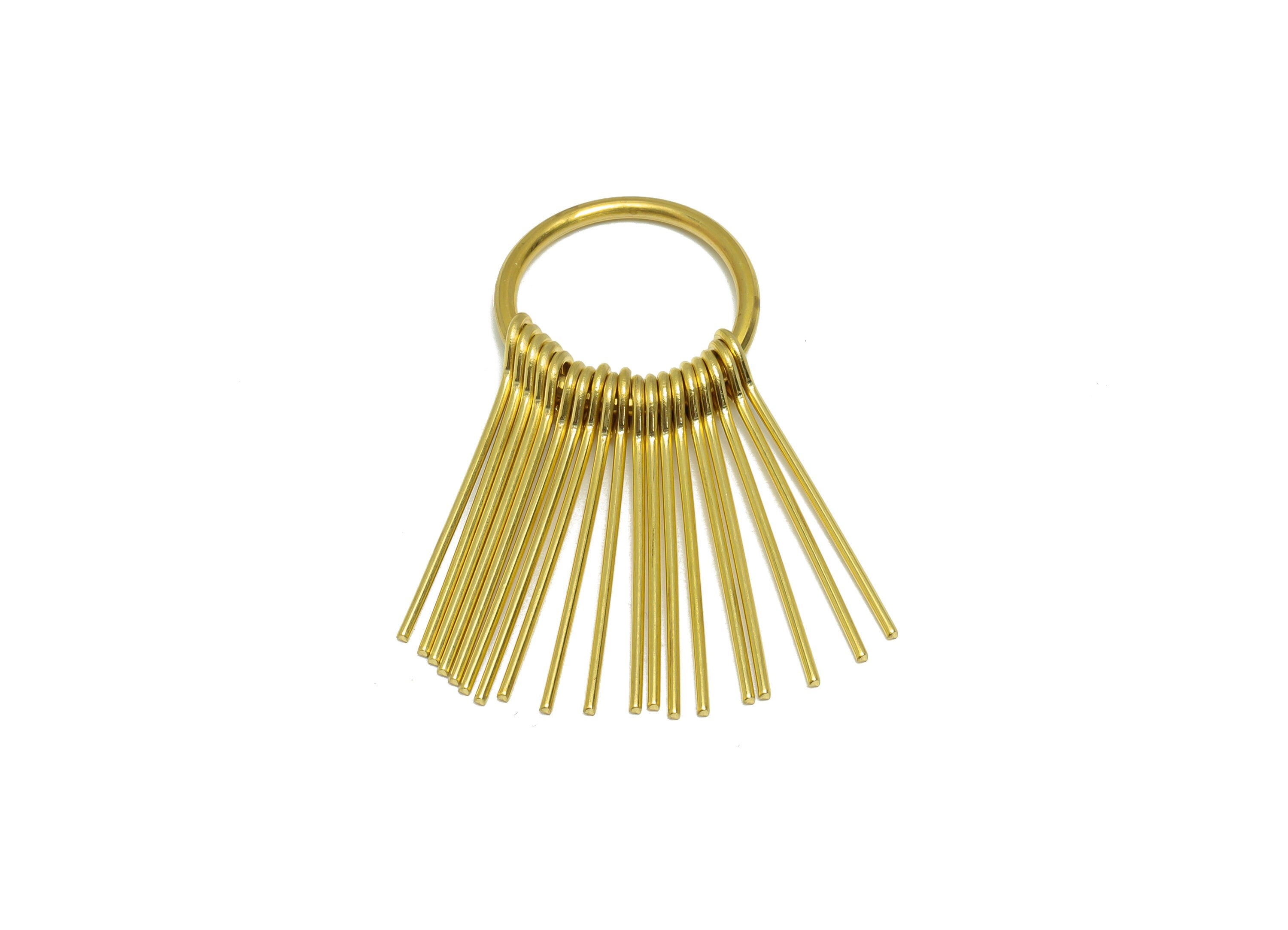 Round Wire Tassel Earring Charm - Brass Circle Wire Earring Charm - Dangle Wire 19 Earring Charm - Dangle Tassel Charm - 39x17x1mm - PP9342 - DOMEDBAZAAR