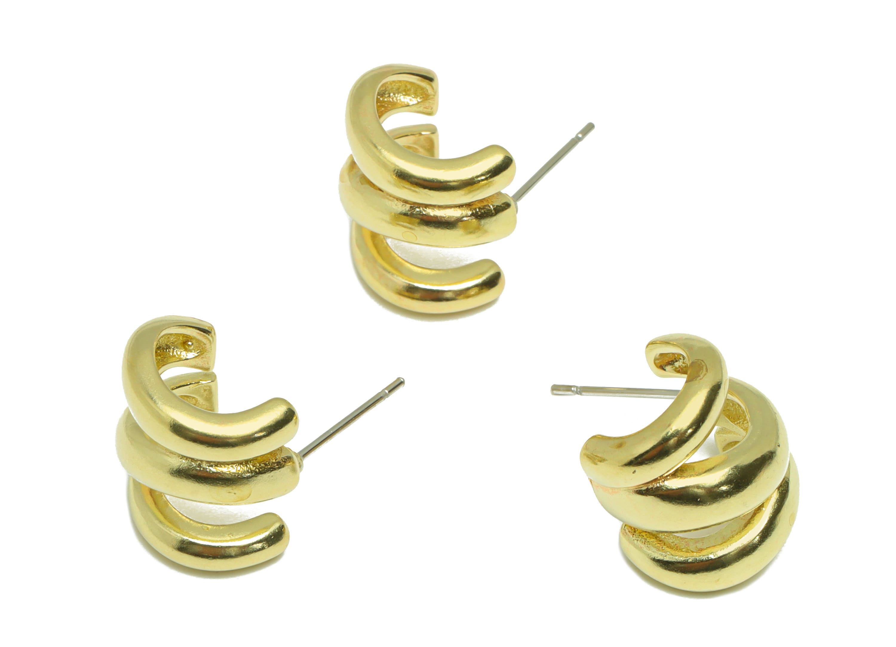 Brass Hoop Wire Earring Stud - Raw Brass Bent Wire Earring Post - Brass Bent Bar Earring Post - Hoop Ring Earring Post - 20x13x14mm - PP9208 - DOMEDBAZAAR