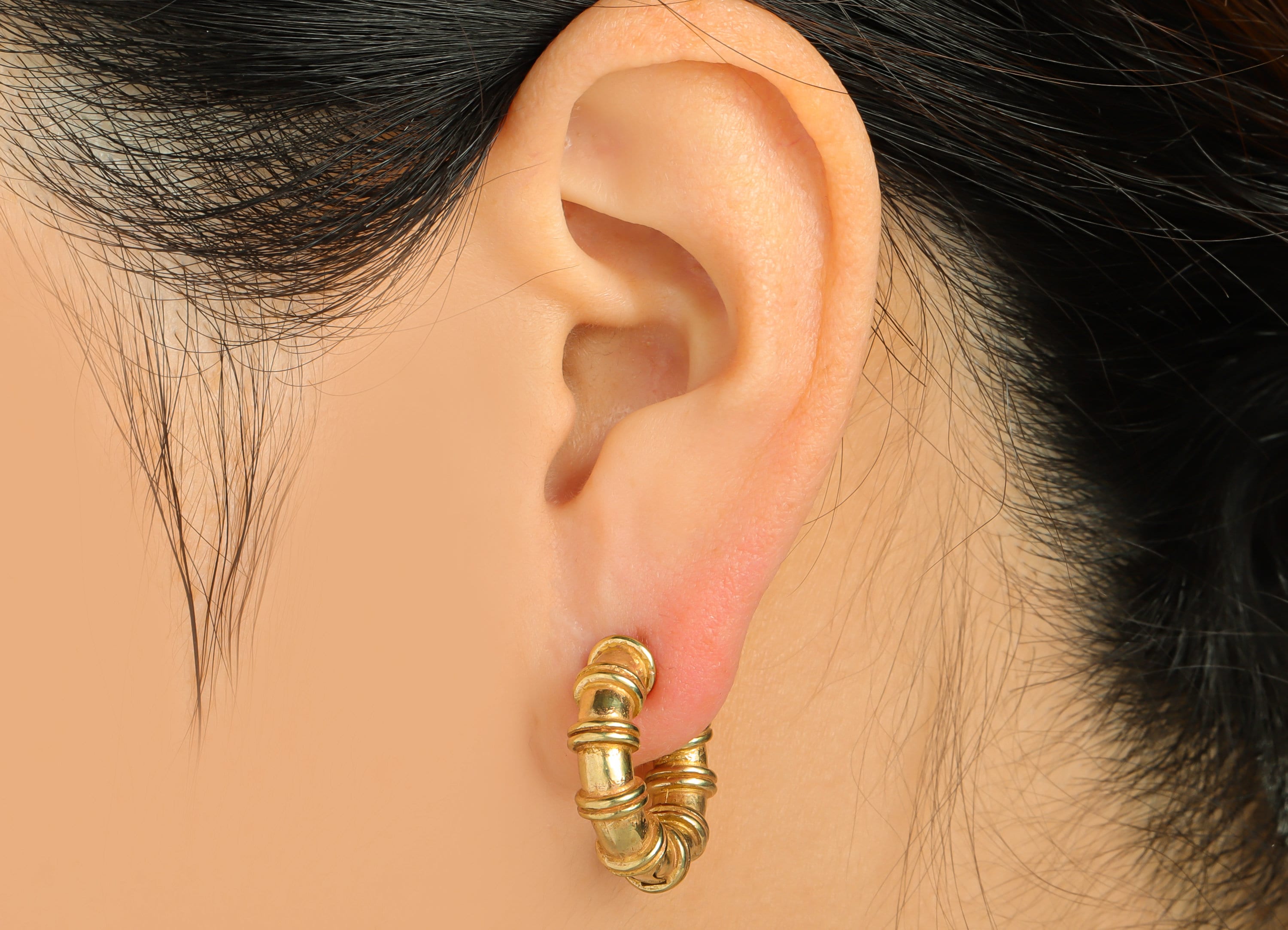 Brass Thick Huggie Hoop Earring - Raw Brass Textured Earring Clasp - Pipeline Hoop Clasp Earring - Thick Hoop Earring - 21x19x6mm - PP9214 - DOMEDBAZAAR