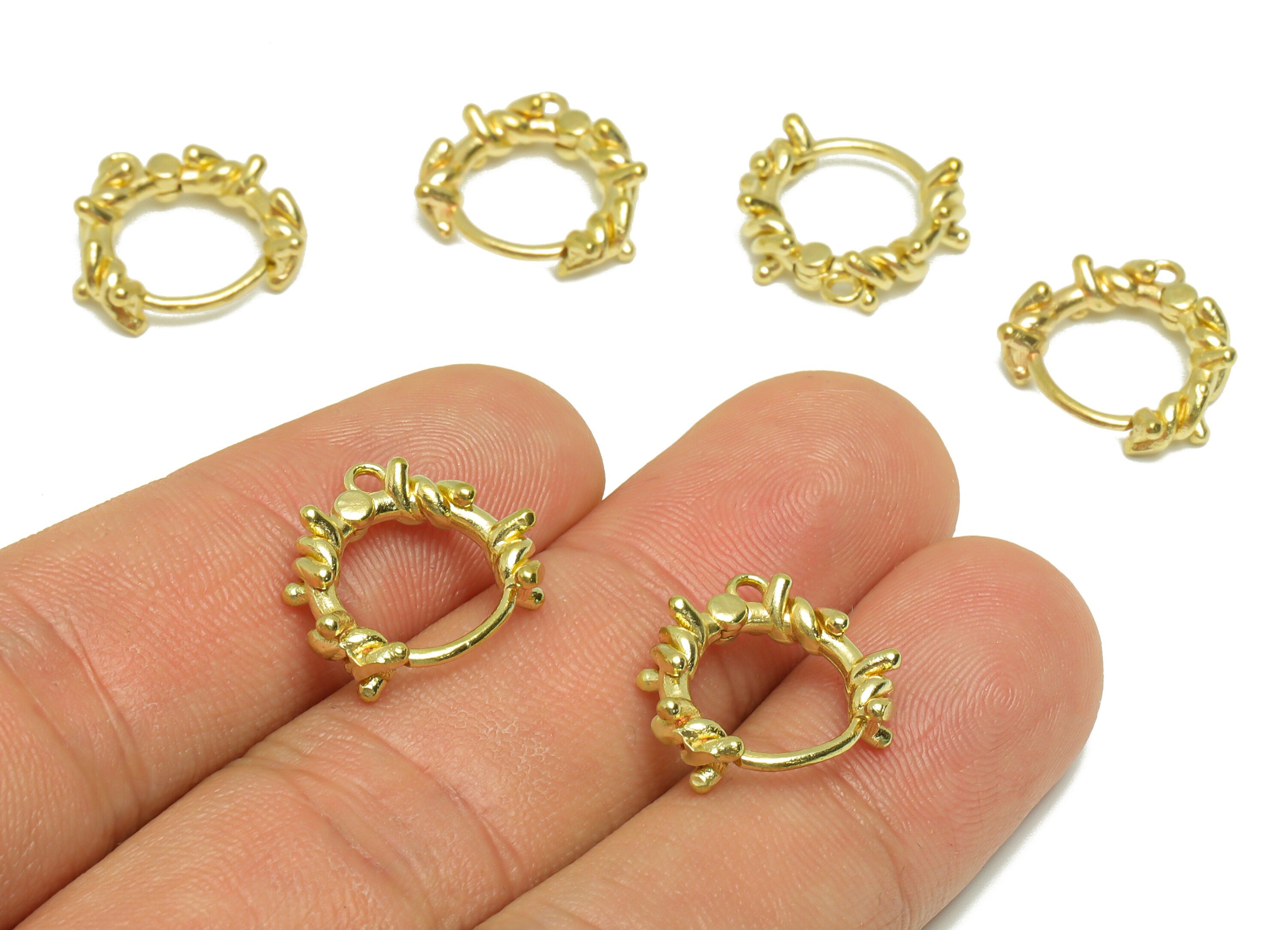 Brass Wire Huggie Hoop Earring - Raw Brass Twine Wire Earring Clasp - Brass Hoop Clasp Earring - Irregular Hoop Earring - 16x15x2mm -PP9184 - DOMEDBAZAAR