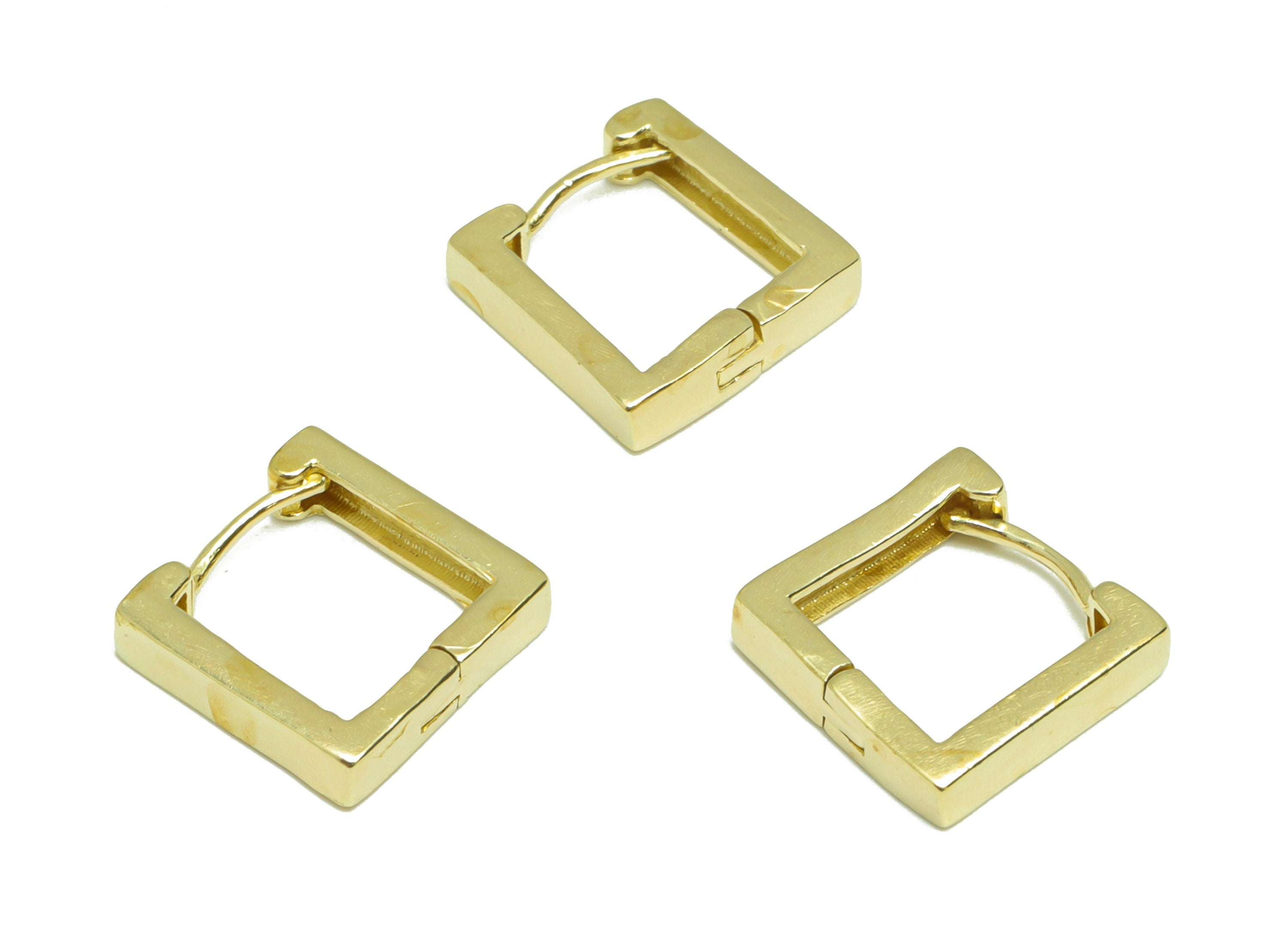 Brass Square Huggie Hoop - Raw Brass Hoop Wire Earring Clasp - Brass Hoop Clasp Earring - Geometry Hoop Earring -12.26x12.18x3.14mm -PP9194 - DOMEDBAZAAR