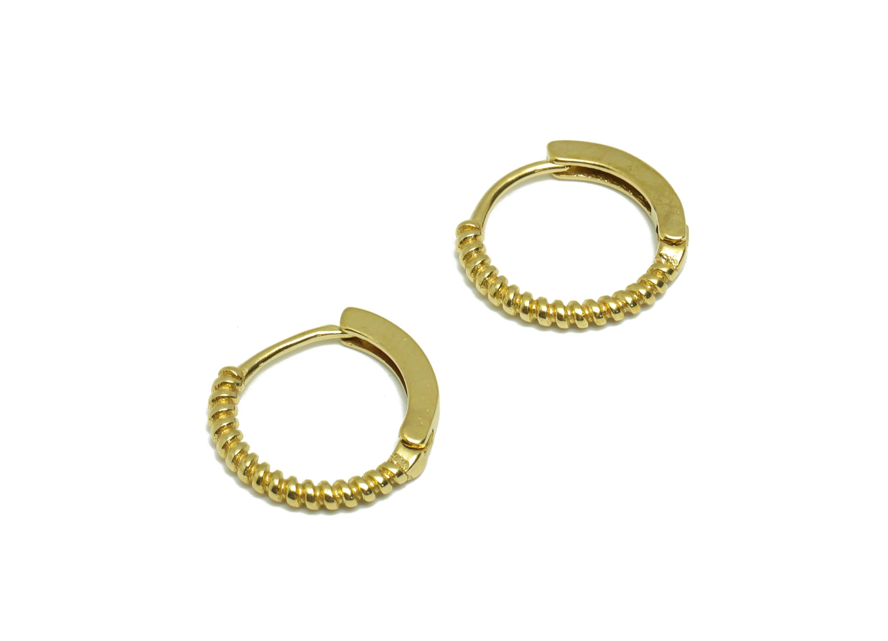 Brass Rope Wire Huggie Hoop - Raw Brass Twisted Wire Earring Clasp - Brass Hoop Clasp Earring - Mini Hoop Earring - 13.4x12.54x1mm - PP9173 - DOMEDBAZAAR