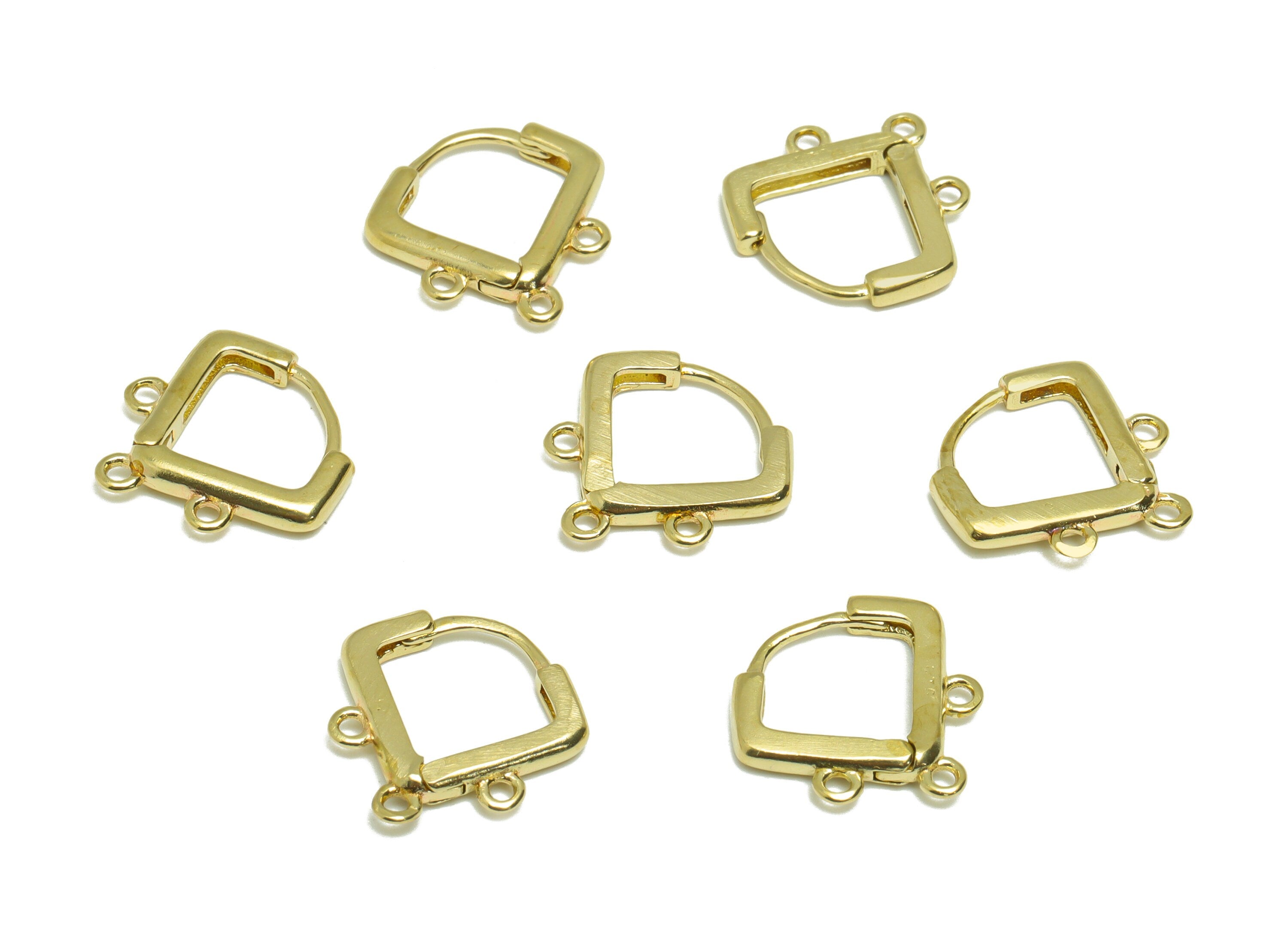 Brass Diamond Wire Huggie Hoop - Raw Brass Wire Earring Clasp With 3 Loop - Brass Rhombic Clasp Earring - Hoop Earring - 13x13x2mm - PP9178 - DOMEDBAZAAR