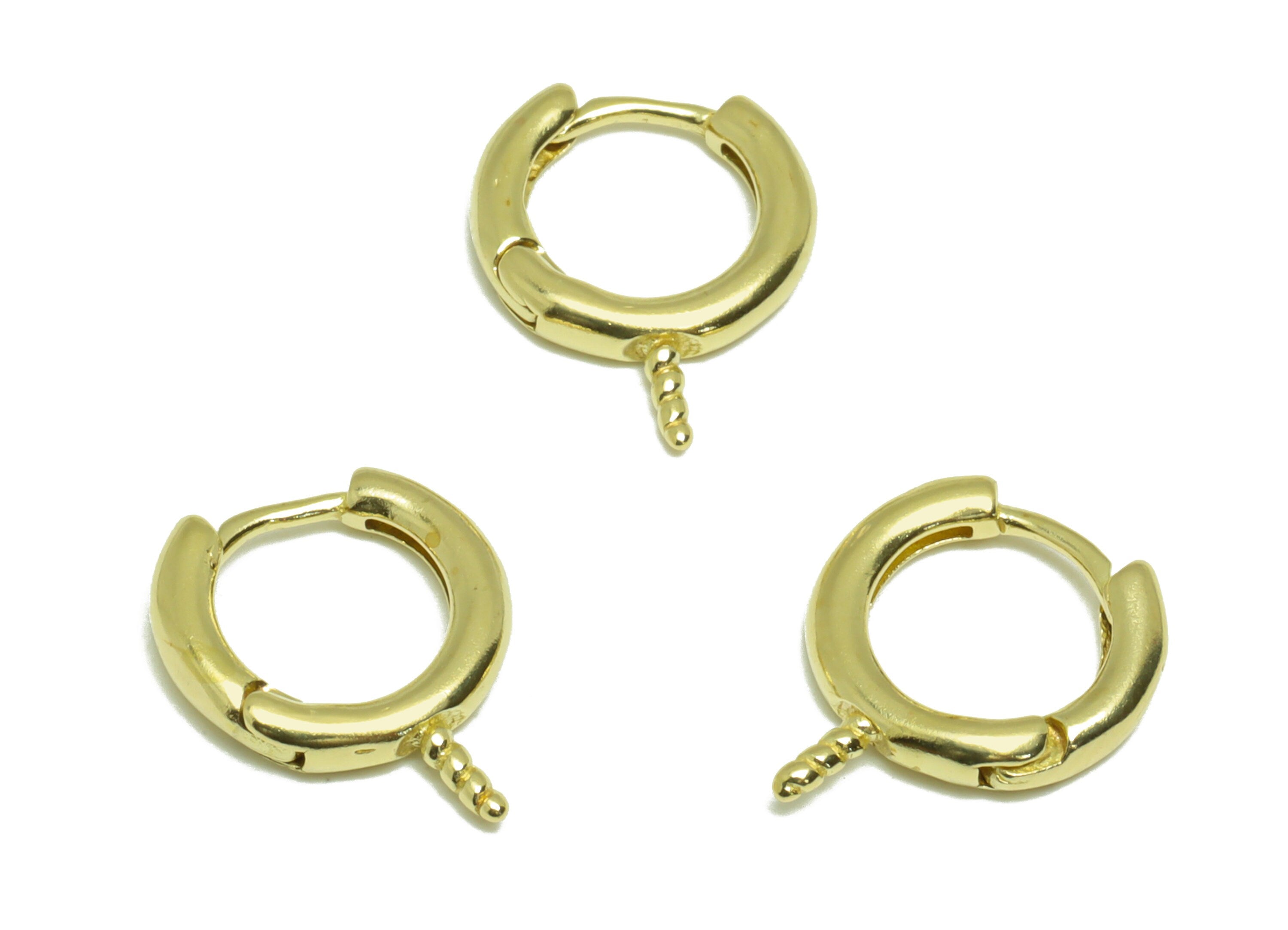 Brass Huggie Hoop Earring - Raw Brass Round Earring Clasp - Brass Hoop Clasp Earring For Peral - Brass Hoop Earring - 12.35x9.9x1mm - PP9188 - DOMEDBAZAAR