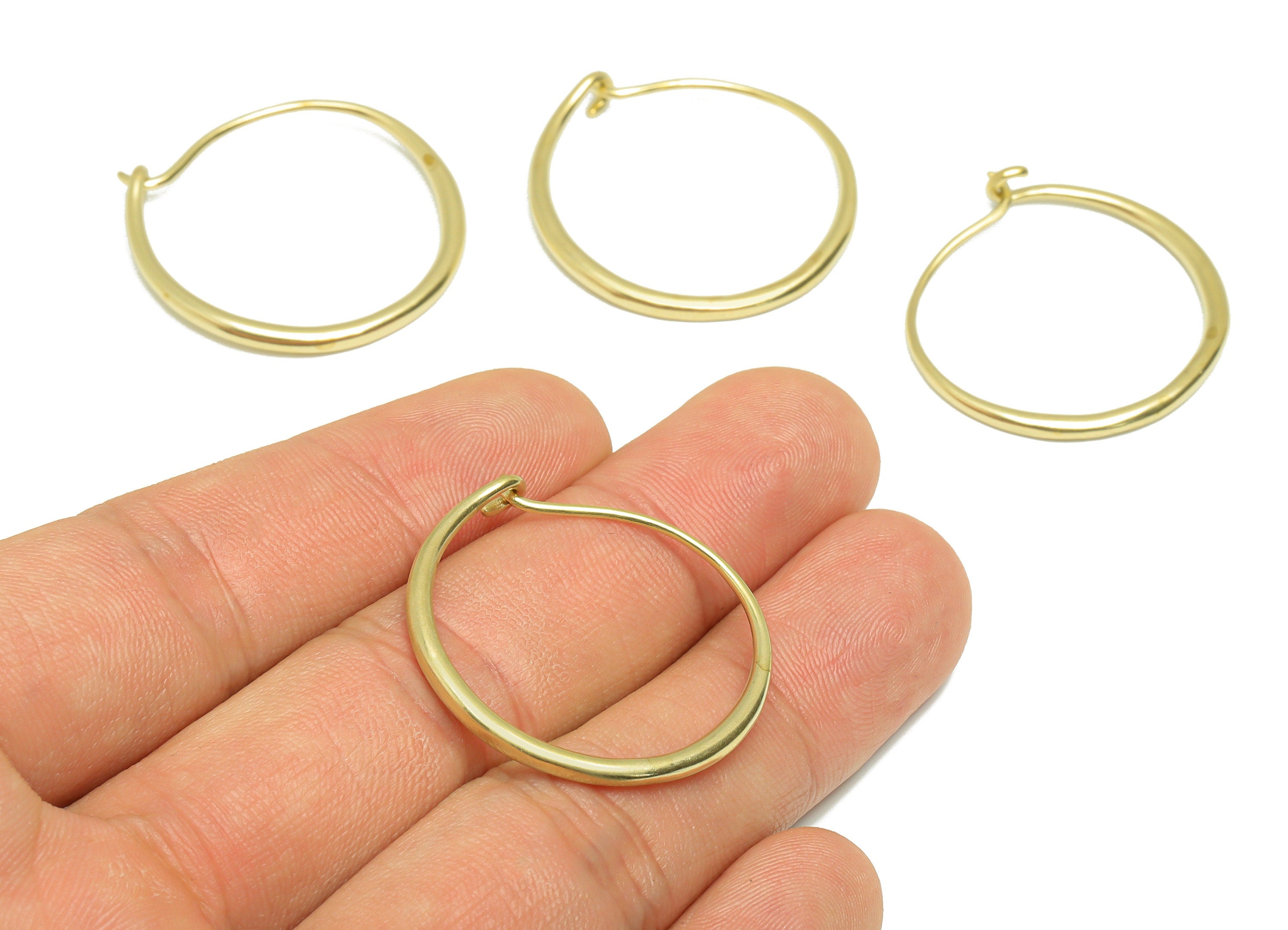 Brass Hoop Wire Earring - Raw Brass Round Hoop Wire Earring - Brass Hook Wire Earring - Brass Hoop Earring - 30x29x2mm - PP9191 - DOMEDBAZAAR