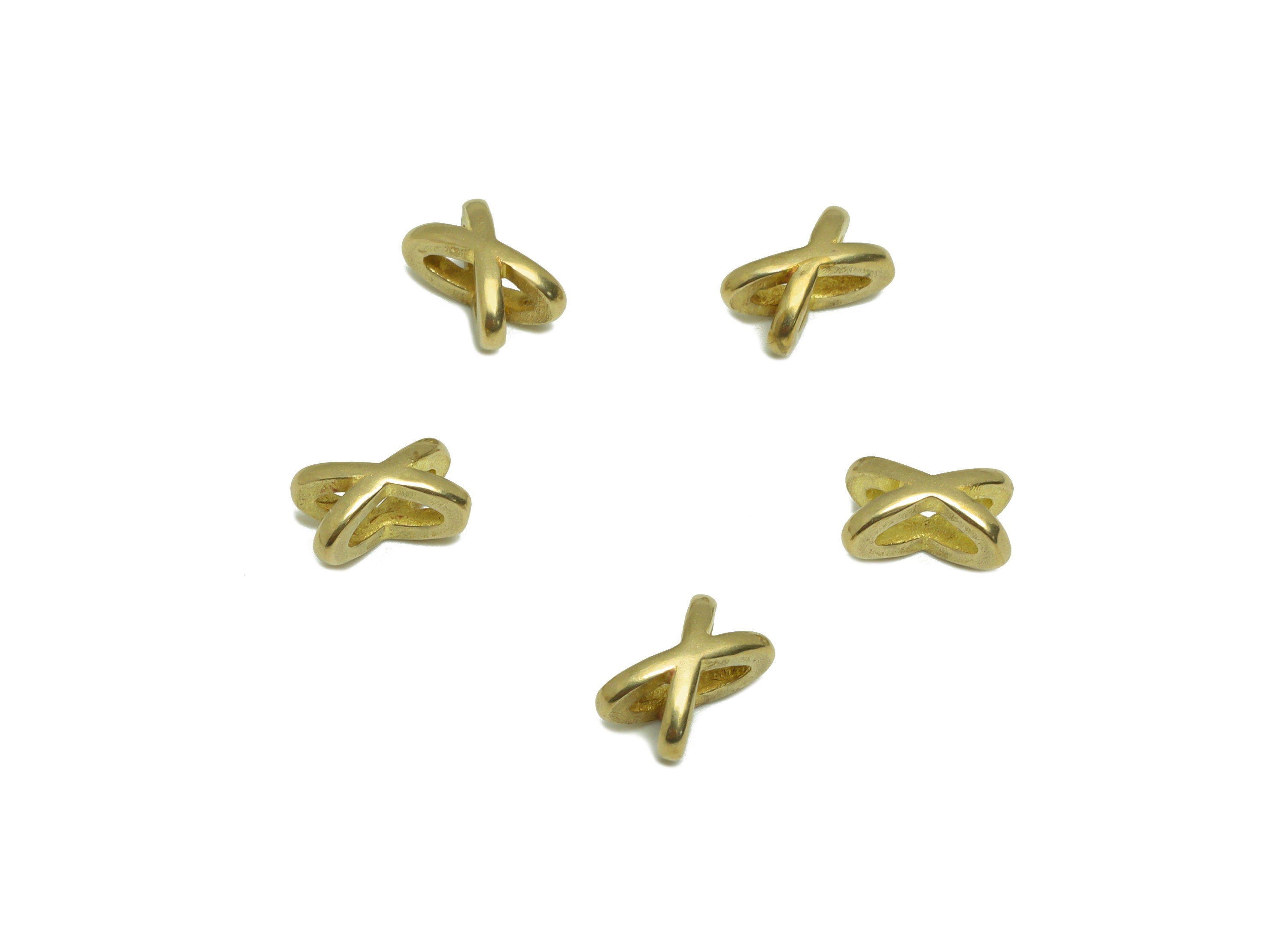 Brass Knot Bead Earring Charm - Raw Brass Star Spacer Bead Charm - Brass Wire Bead Earring Charm - Star Bracelet Bead - 7x4x4.4mm - PP9197 - DOMEDBAZAAR