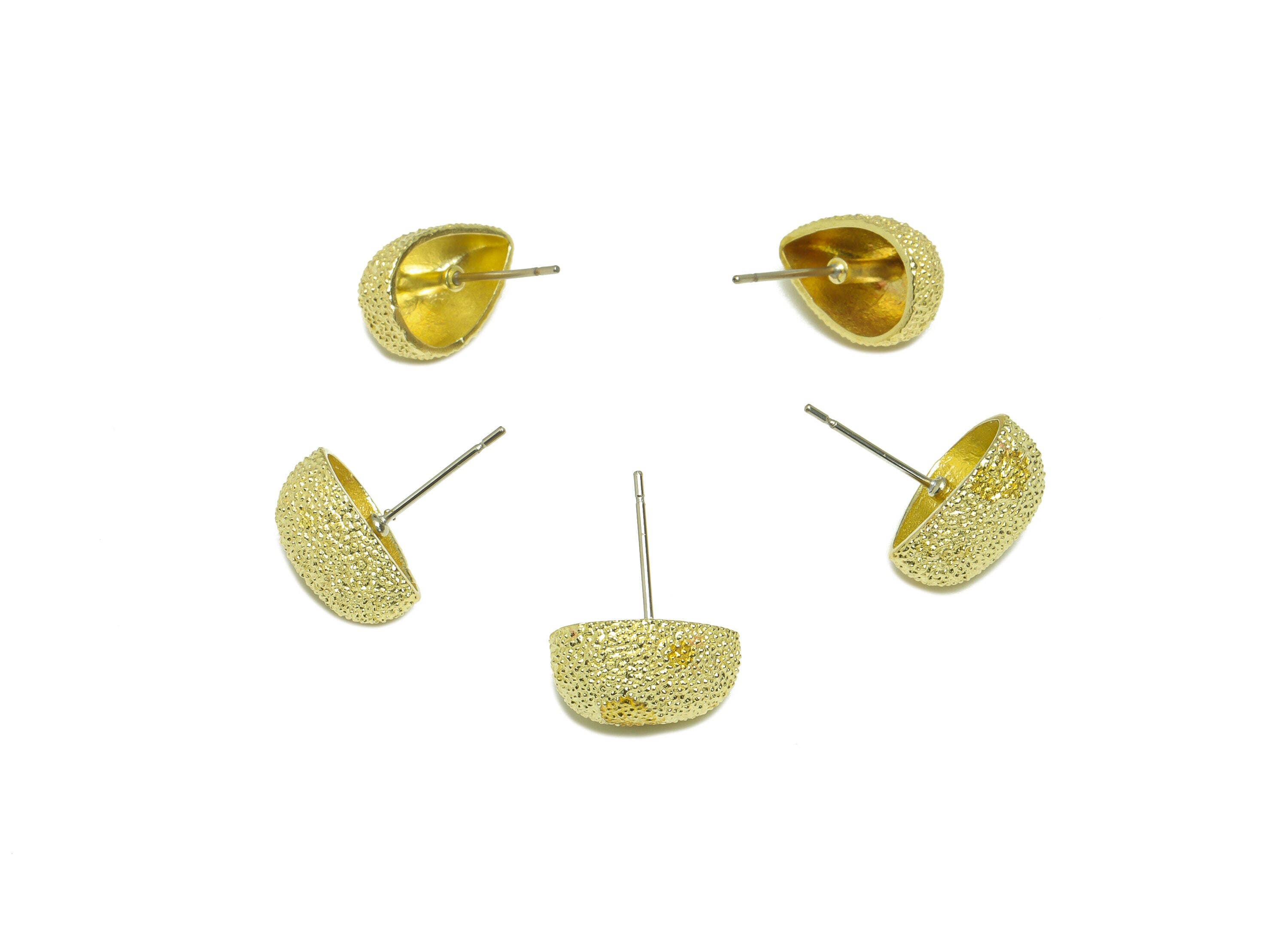 Brass Textured Drop Earring Stud - Raw Brass Frosted Teardrop Earring Post - Brass Cubic Earring Post - Textured Post - 17x13.3x8mm - PP9518 - DOMEDBAZAAR