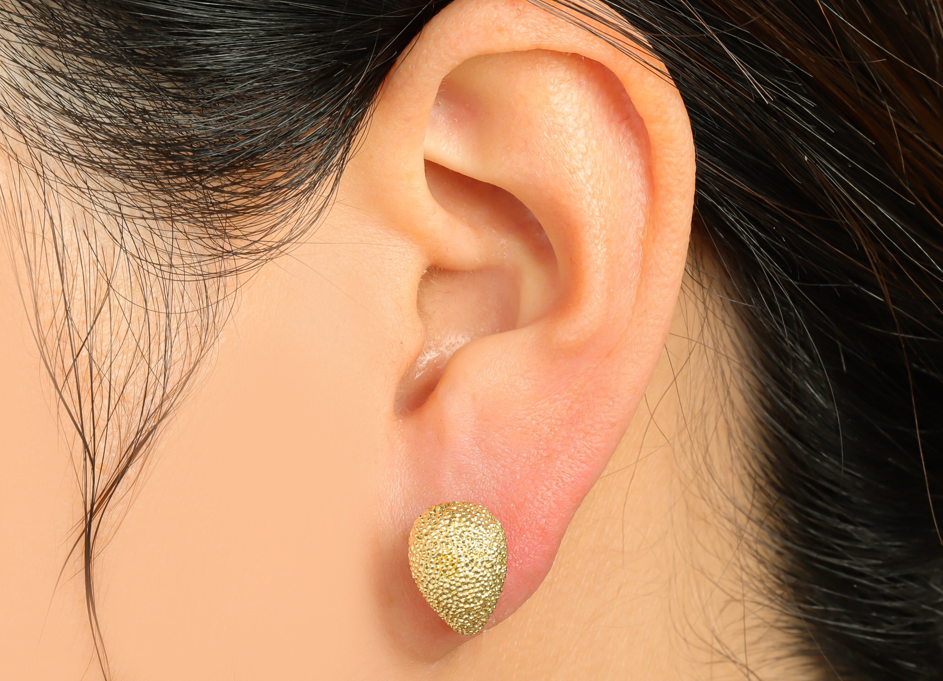Brass Textured Drop Earring Stud - Raw Brass Frosted Teardrop Earring Post - Brass Cubic Earring Post - Textured Post - 17x13.3x8mm - PP9518 - DOMEDBAZAAR