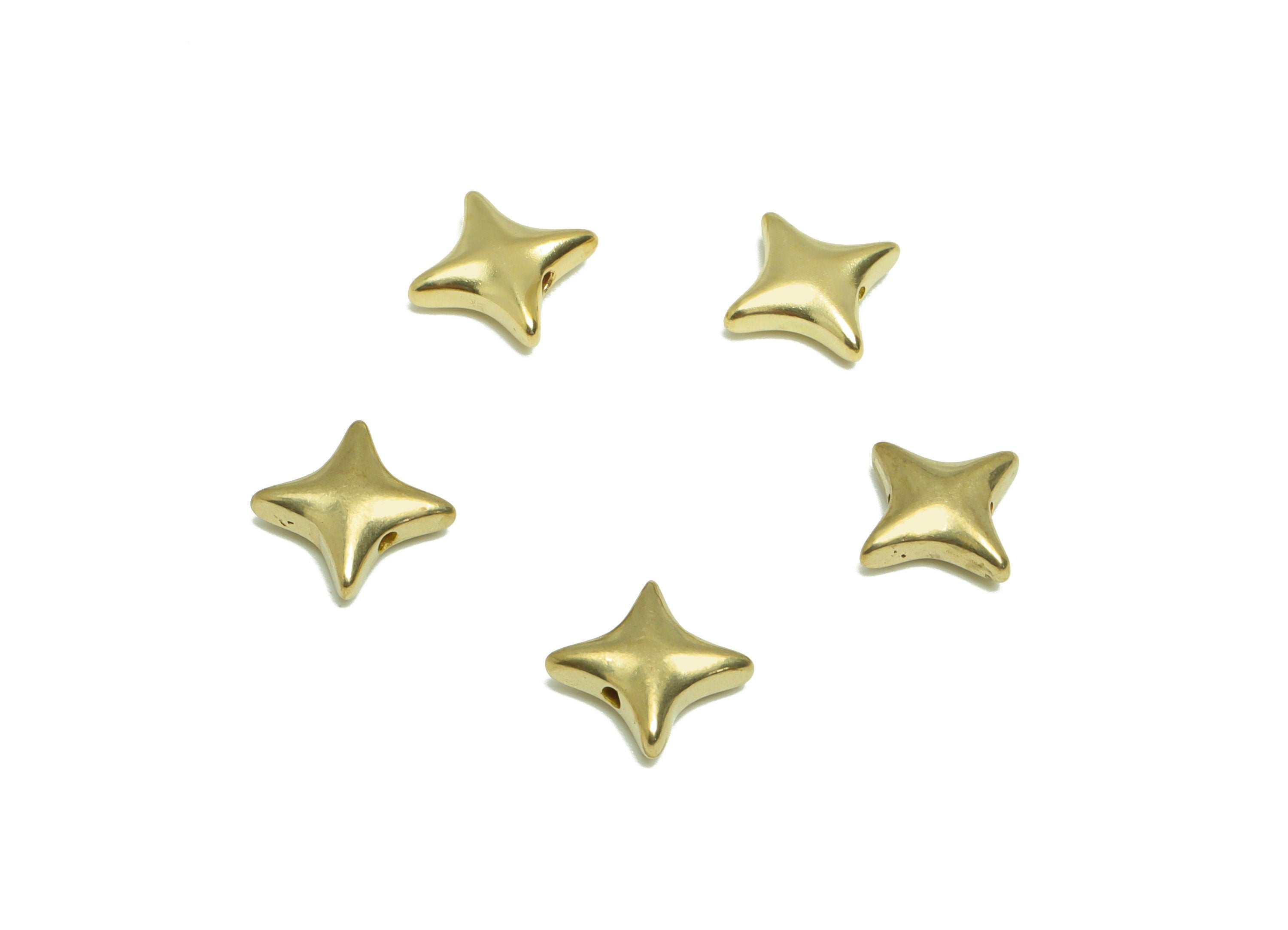 Star Bracelet Spacer Beads - Raw Brass Beaded Earring Bead - Cubic Bead Earring Bead - For Bracelet - Star Bracelet Bead - 9x9x3mm - PP9179 - DOMEDBAZAAR