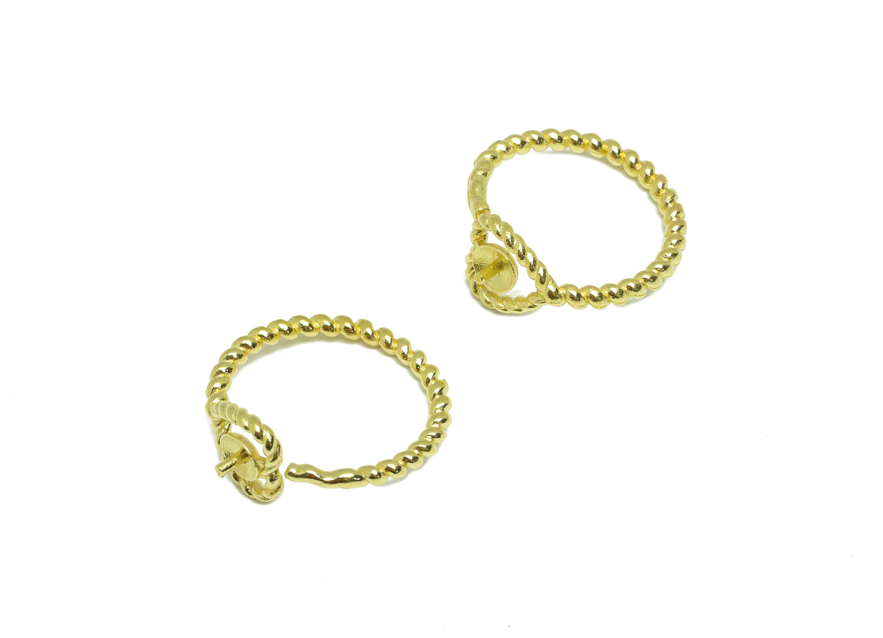 Brass Heart Chain Ring - Raw Brass Rope Wire Ring - Brass Adjustable Ring - Brass Heart Woven Ring - Ring for Peral - 22x20x2mm - PP9189 - DOMEDBAZAAR