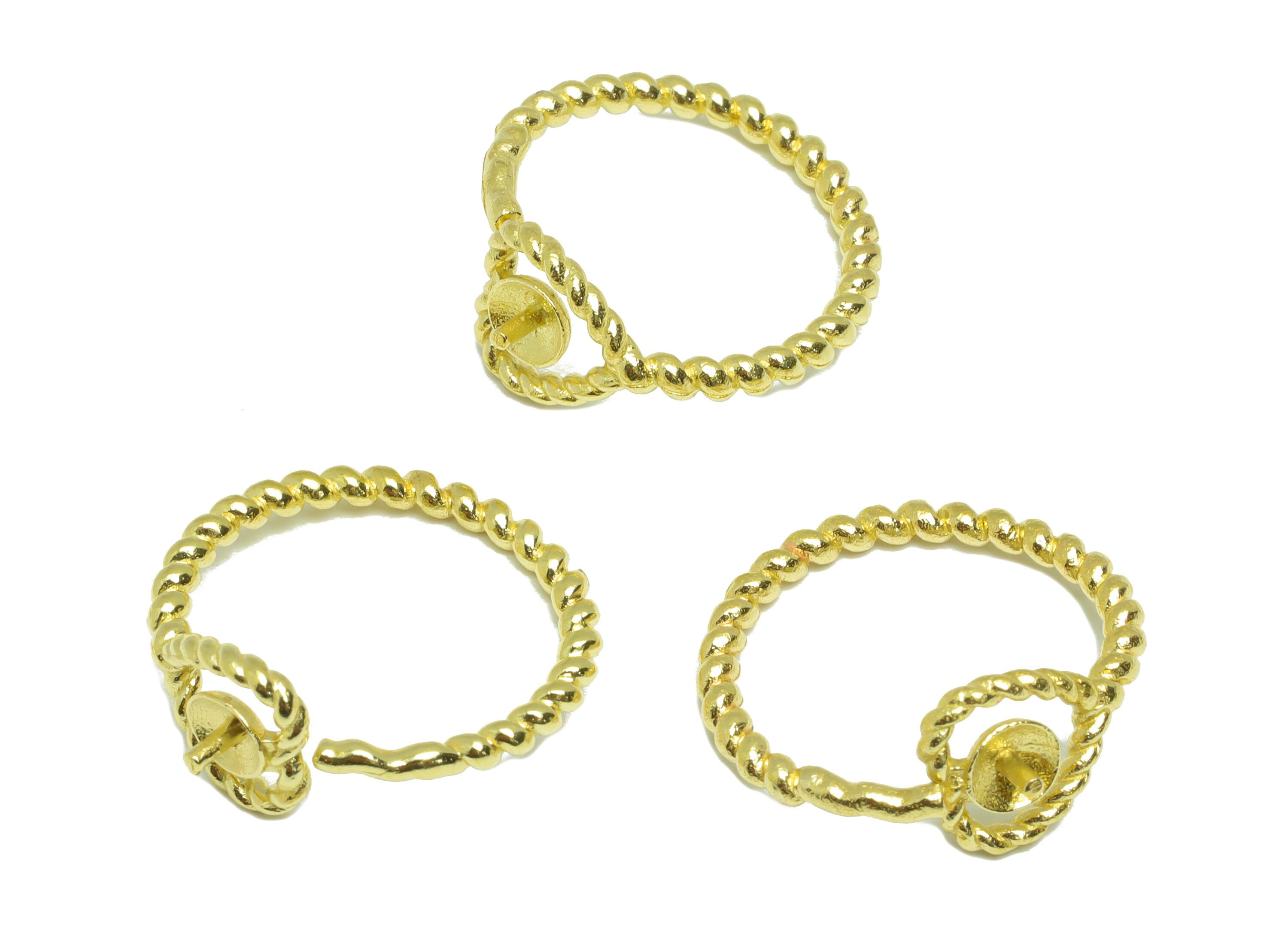 Brass Heart Chain Ring - Raw Brass Rope Wire Ring - Brass Adjustable Ring - Brass Heart Woven Ring - Ring for Peral - 22x20x2mm - PP9189 - DOMEDBAZAAR