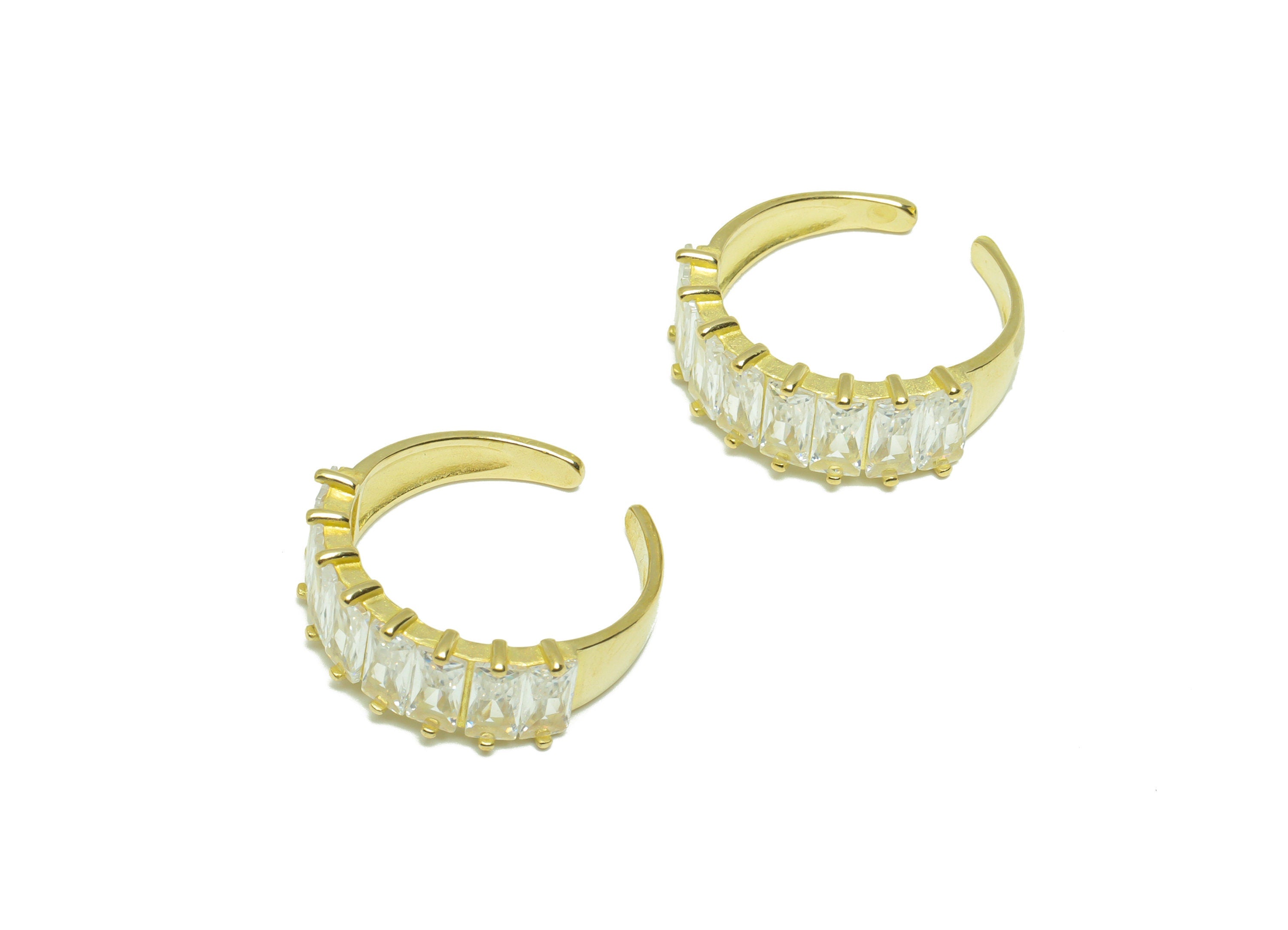 Brass CZ Rectangle Ring - Raw Brass Ring Settings - Brass Adjustable Rings - Brass Cubic Zircon Rectangle Rings - 20.5x20.23x7.3mm - PP9561 - DOMEDBAZAAR