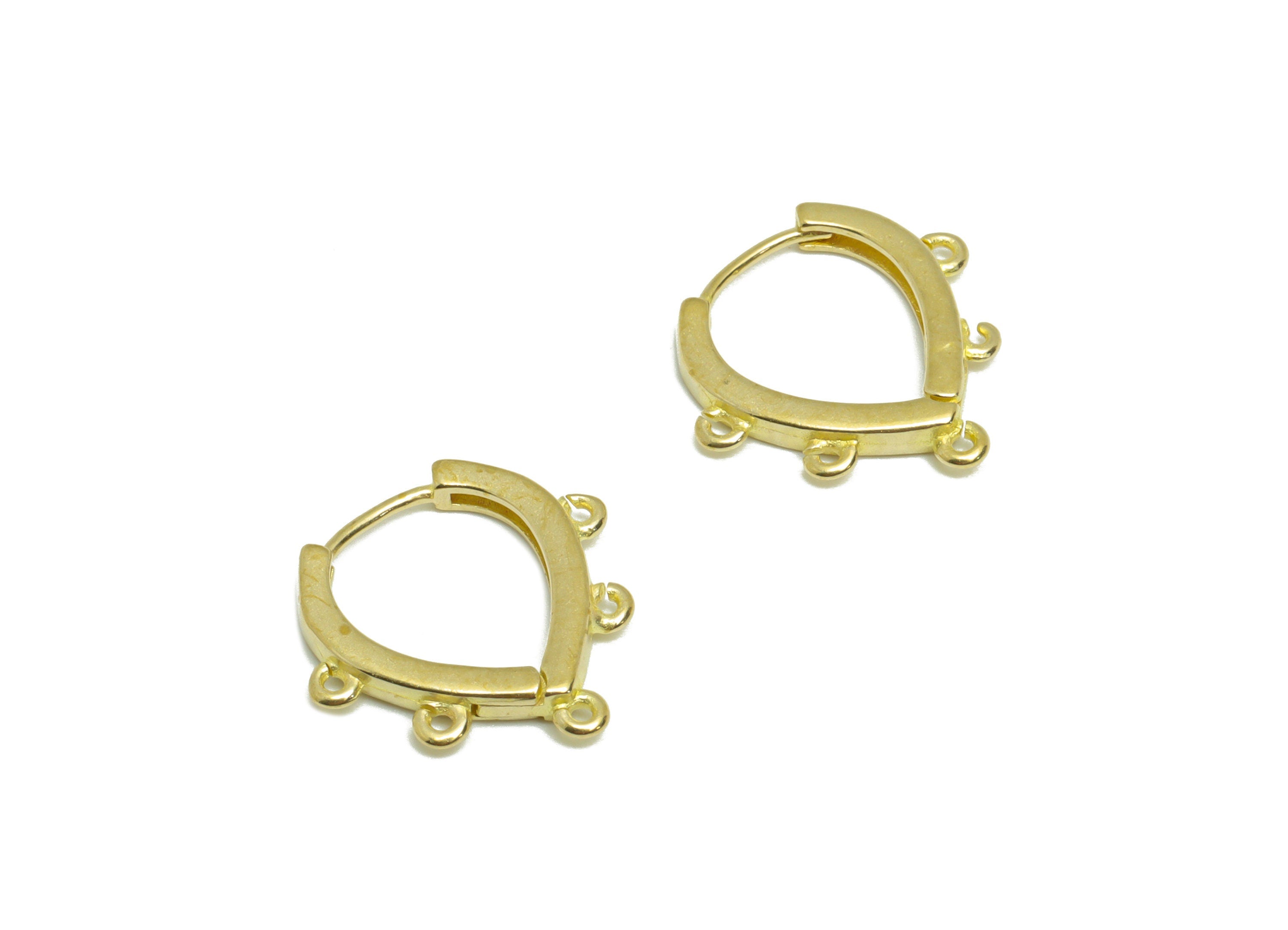 Teardrop Huggie Hoop Earring - Raw Brass Earring Clasp With 5 Loop - Brass Drop Clasp Earring - Hoop Earring - 14.5x14x1mm -PP9279 - DOMEDBAZAAR