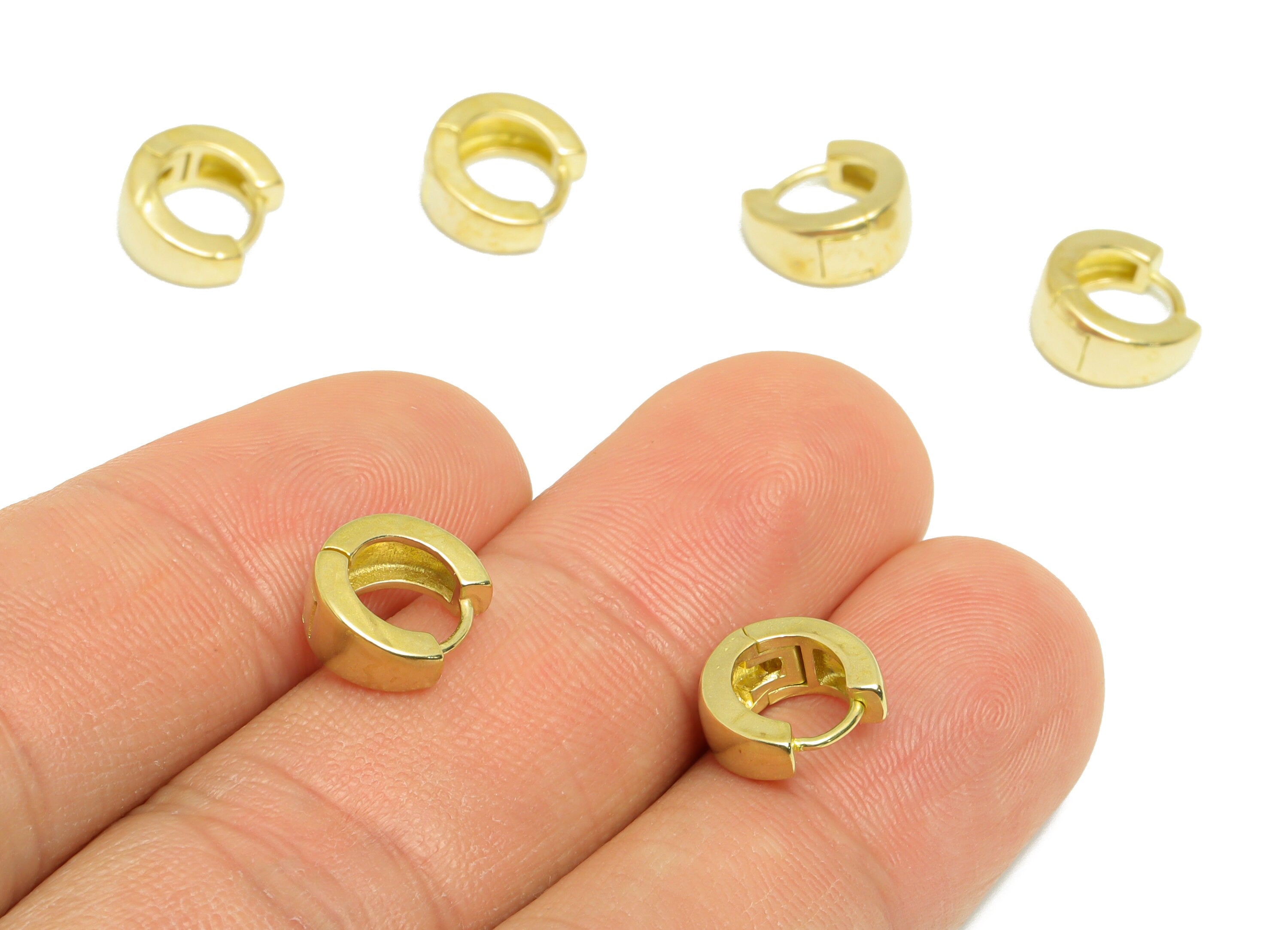 Round Wire Huggie Earring - Raw Brass Thick Wire Earring Clasp - Brass Circle Clasp Earring - Clasp Huggie Earring - 10x8.9x2mm - PP9287 - DOMEDBAZAAR