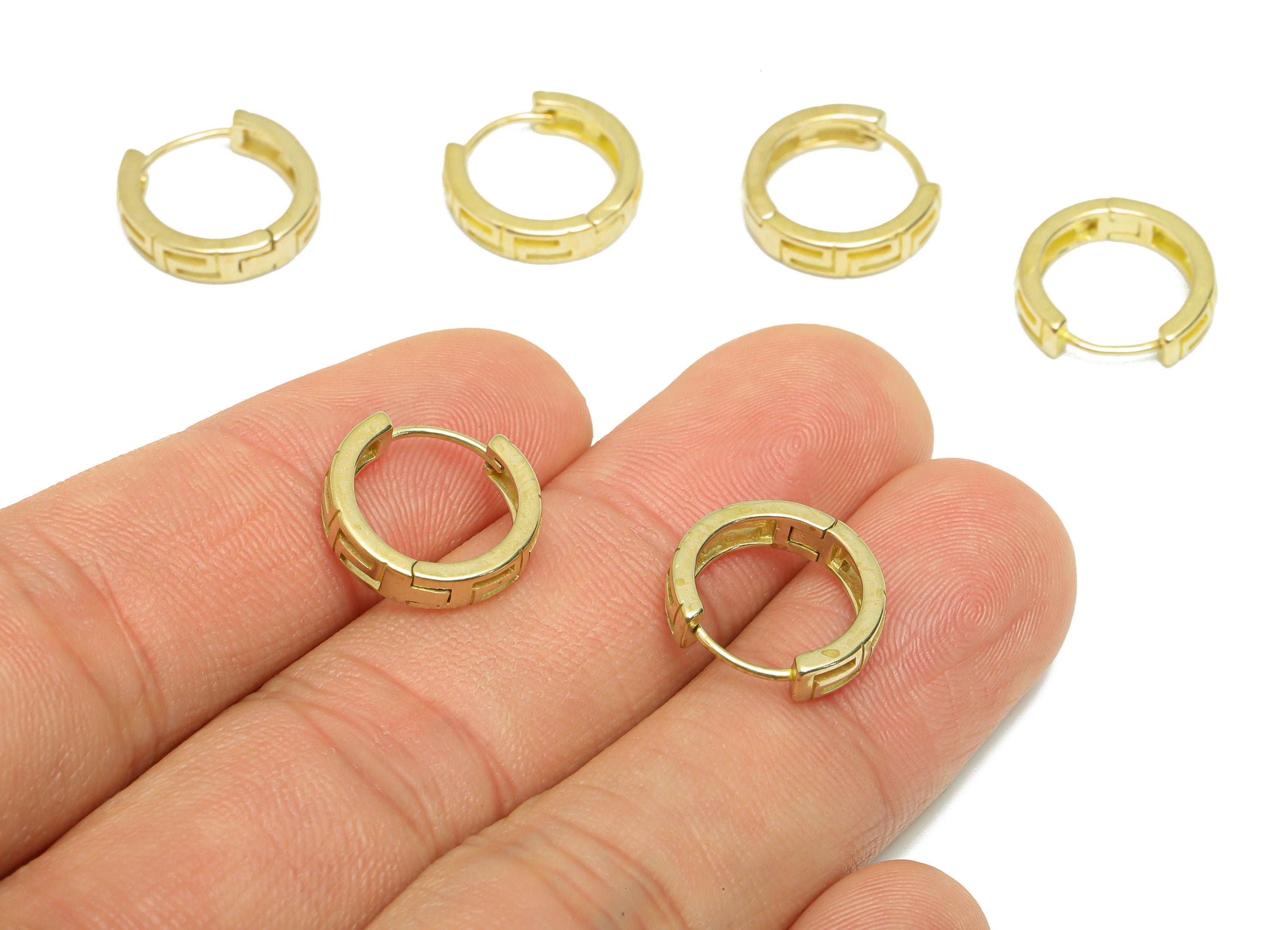 Round Huggie Hoop Earring- Raw Brass Textured Earring Clasp - Brass Circle Clasp Earring - Hollow Hoop Earring - 14x13.5x3.3mm - PP9268 - DOMEDBAZAAR