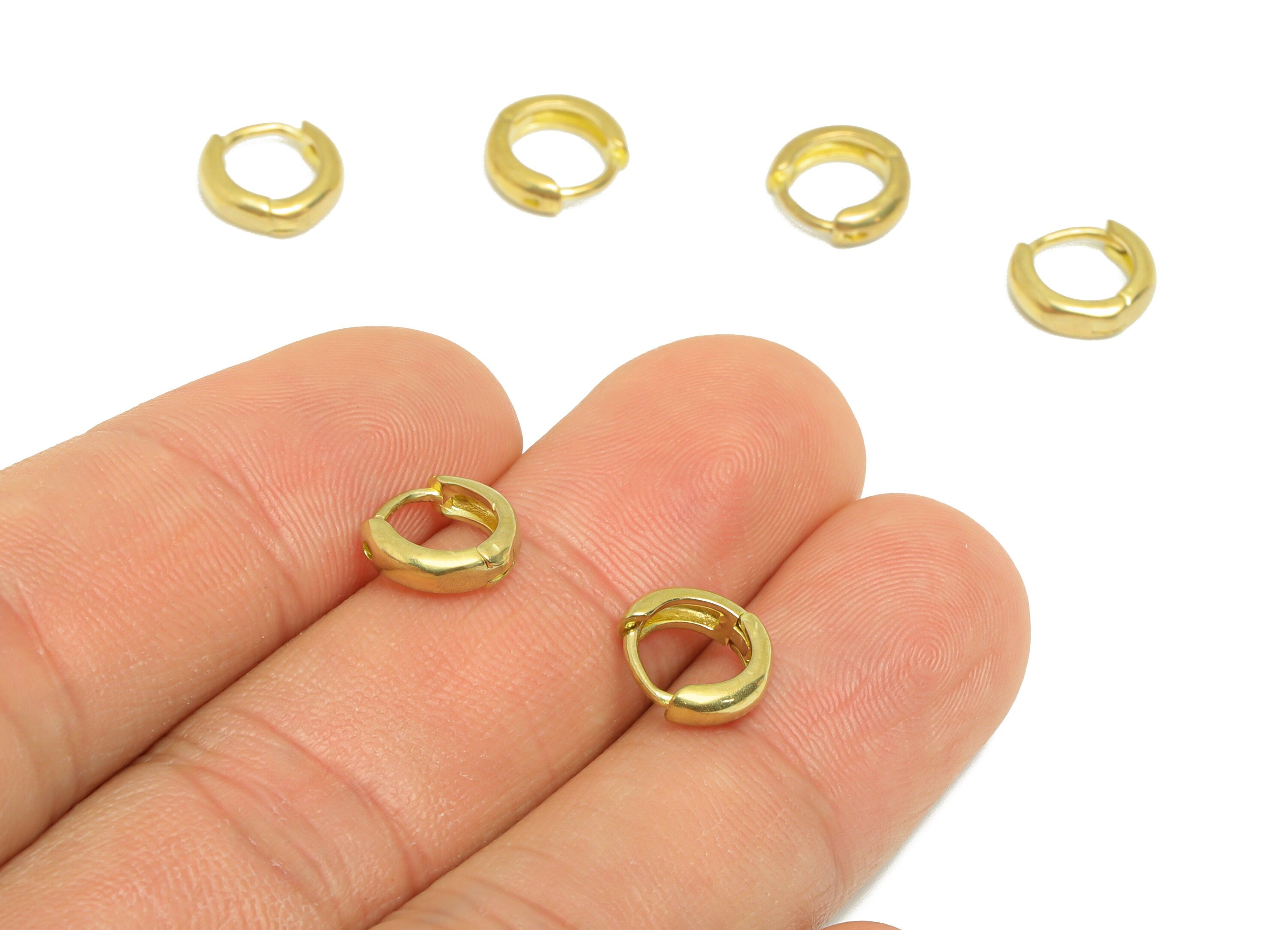 Round Wire Huggie Earring - Raw Brass Mini Earring Clasp - Brass Circle Clasp Earring - Clasp Huggie Earring - 9x8.9x1.5mm - PP9292 - DOMEDBAZAAR