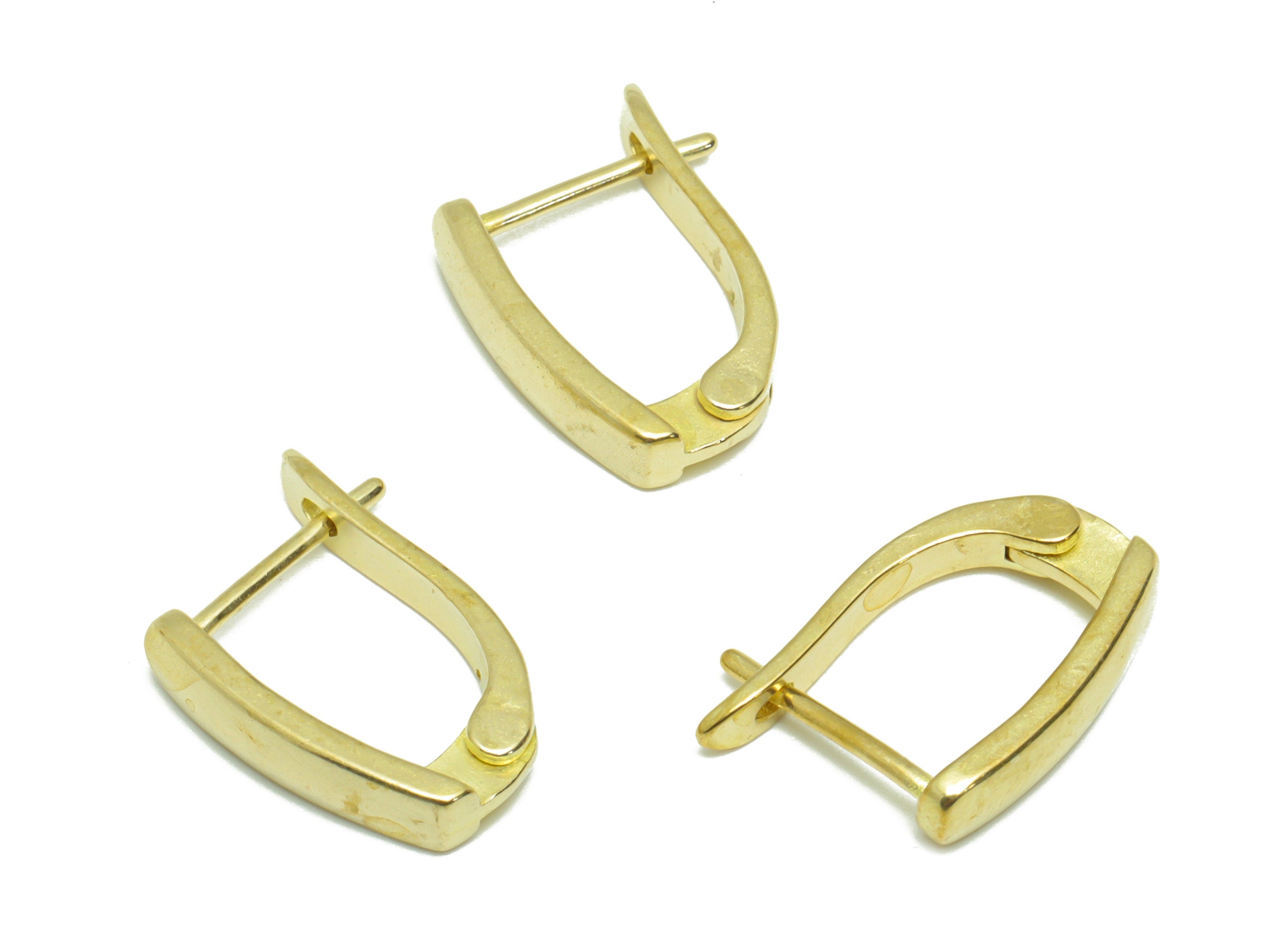 Rectangle English Lock Earring- Raw Brass Lock Earring Clasp - Brass Geometry English Lock Earring - Brass Hoop Earring - 17x11x1mm - PP9299 - DOMEDBAZAAR