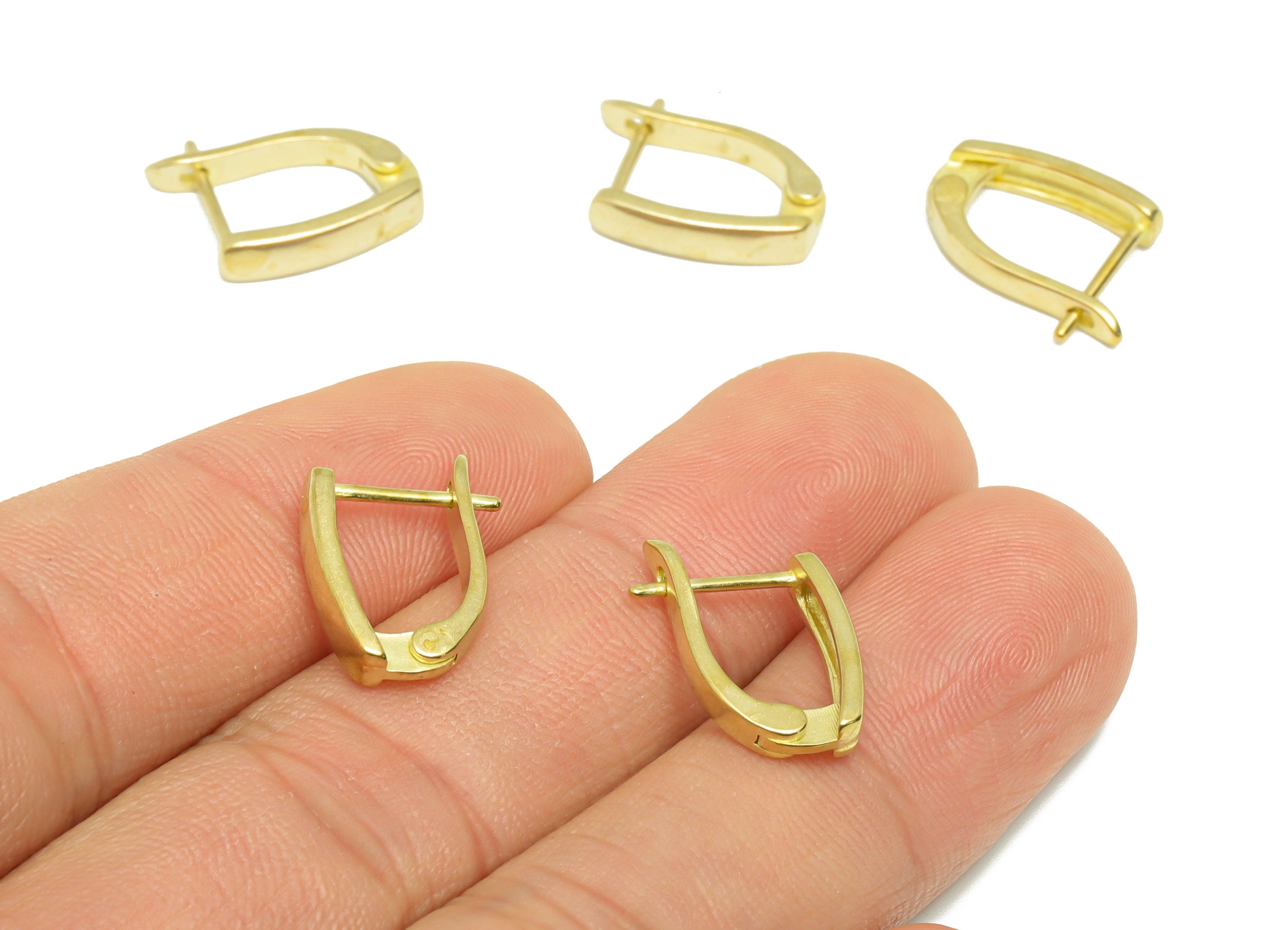 Rectangle English Lock Earring- Raw Brass Lock Earring Clasp - Brass Geometry English Lock Earring - Brass Hoop Earring - 17x11x1mm - PP9299 - DOMEDBAZAAR