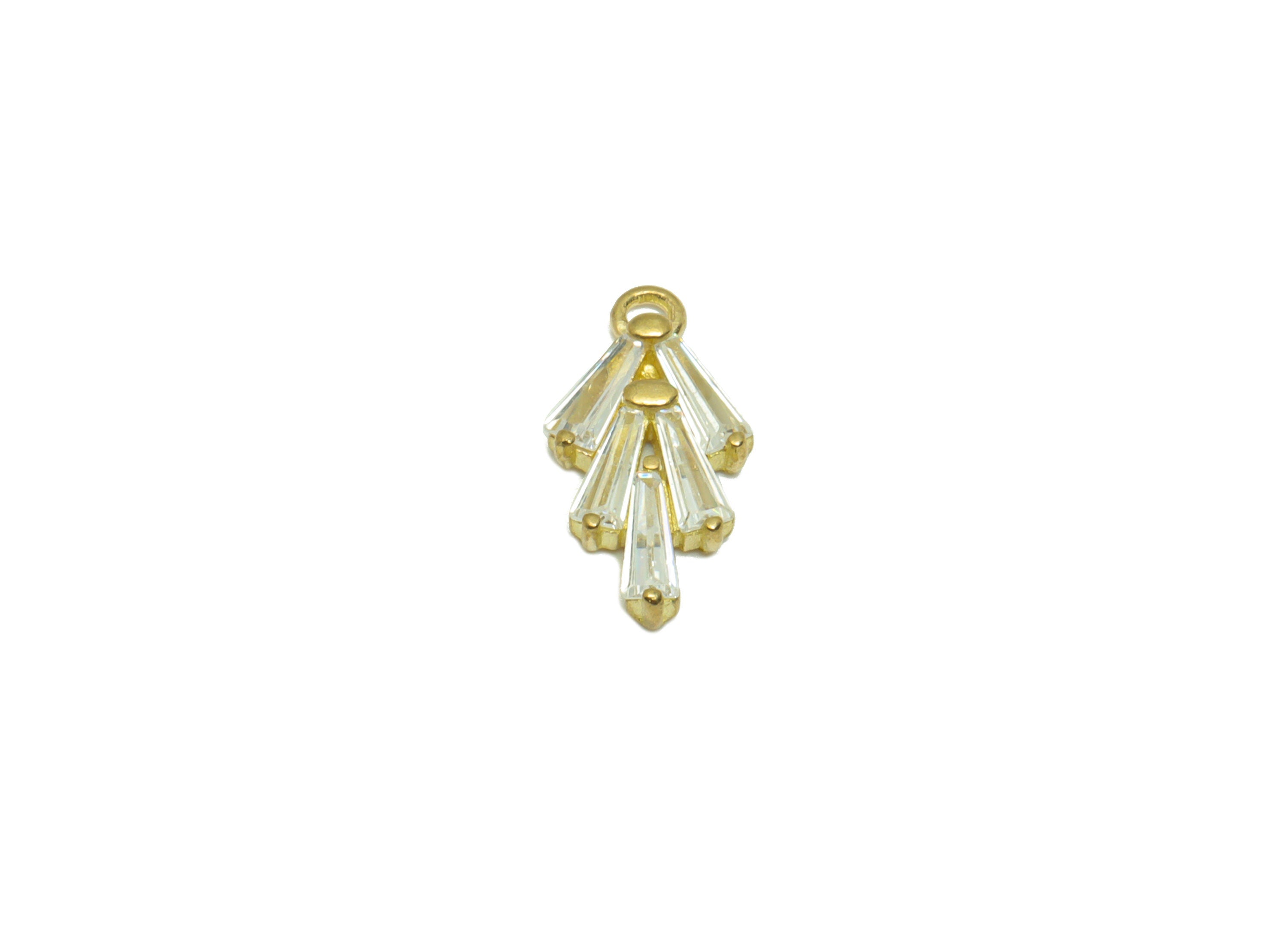 Brass CZ Tree Earring Charm - Raw Brass Trapezoid Zircon Earring Charm - Brass Cubic Zircon Pendant - For Pendant - 14.12x7.16x2mm - PP9298 - DOMEDBAZAAR