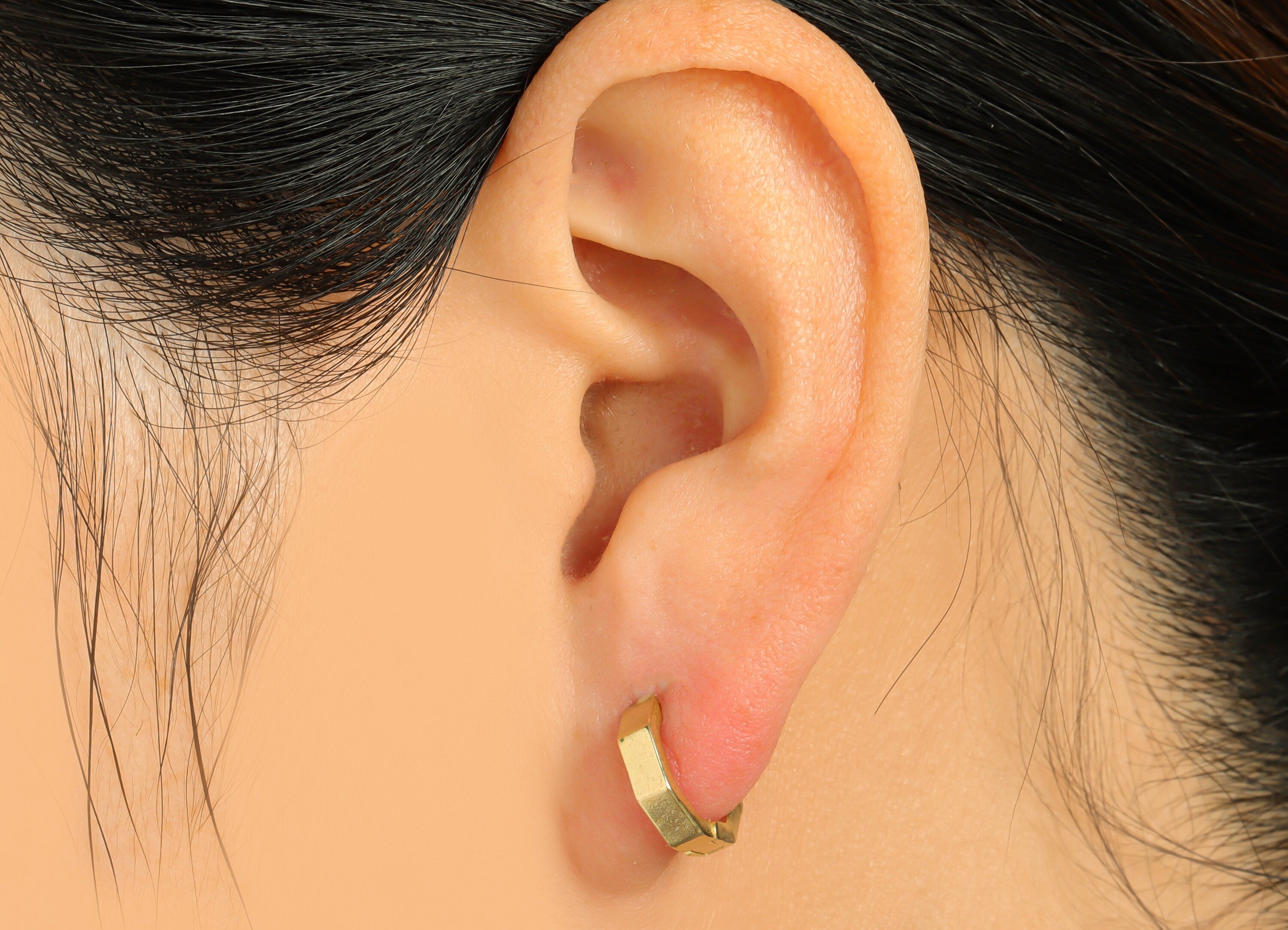 Octagon Huggie Hoop Earring - Raw Brass Geometry Earring Clasp - Brass Clasp Earring - Clasp Hoop Earring - 11.9x11x1.5mm - PP9300 - DOMEDBAZAAR