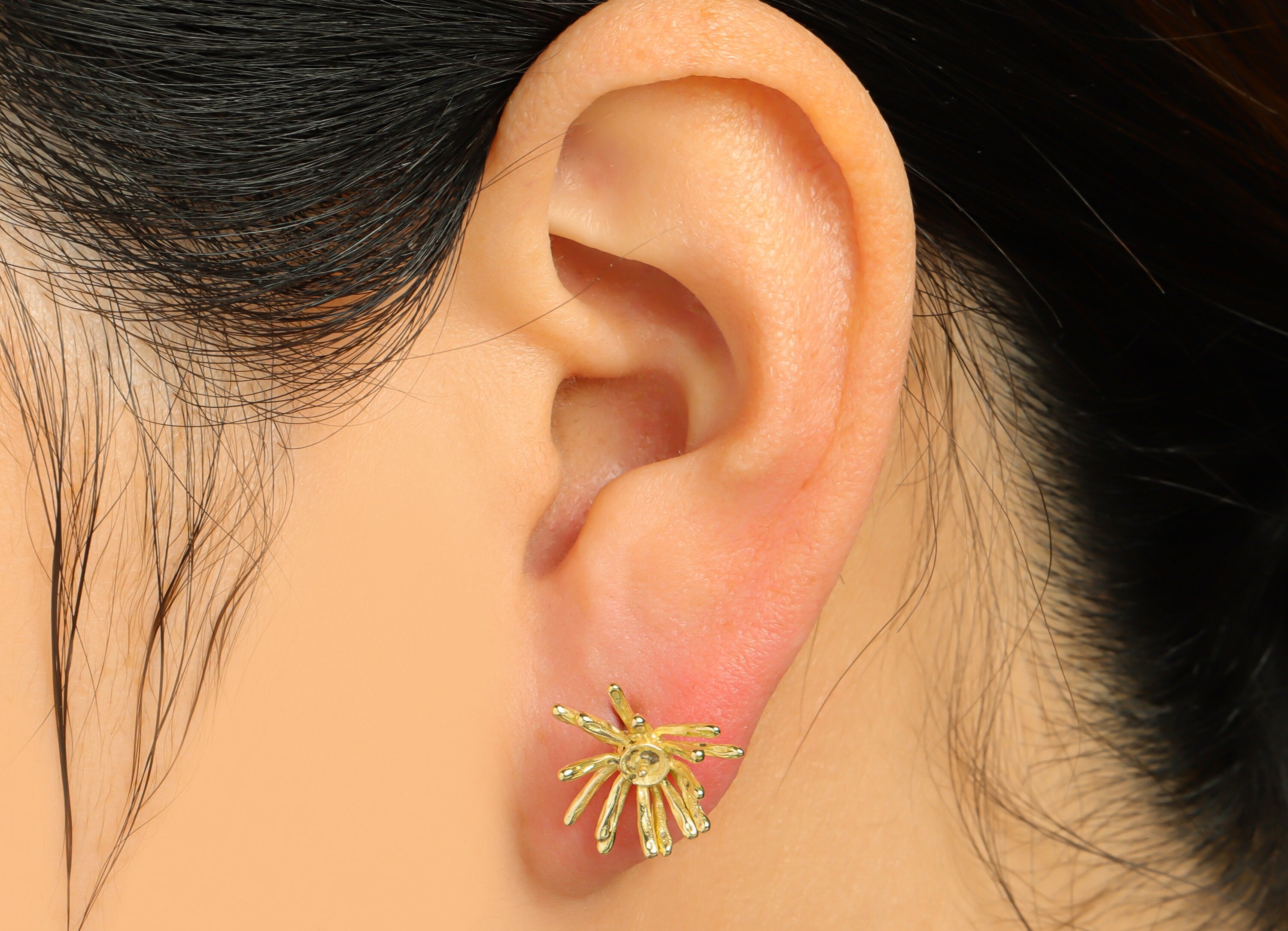 Brass Flower Earring Post - Raw Brass Daisy Earring Stud - Brass Earring Post For Diamond - Brass Botanical Earring Post -14x12x2mm - PP9305 - DOMEDBAZAAR