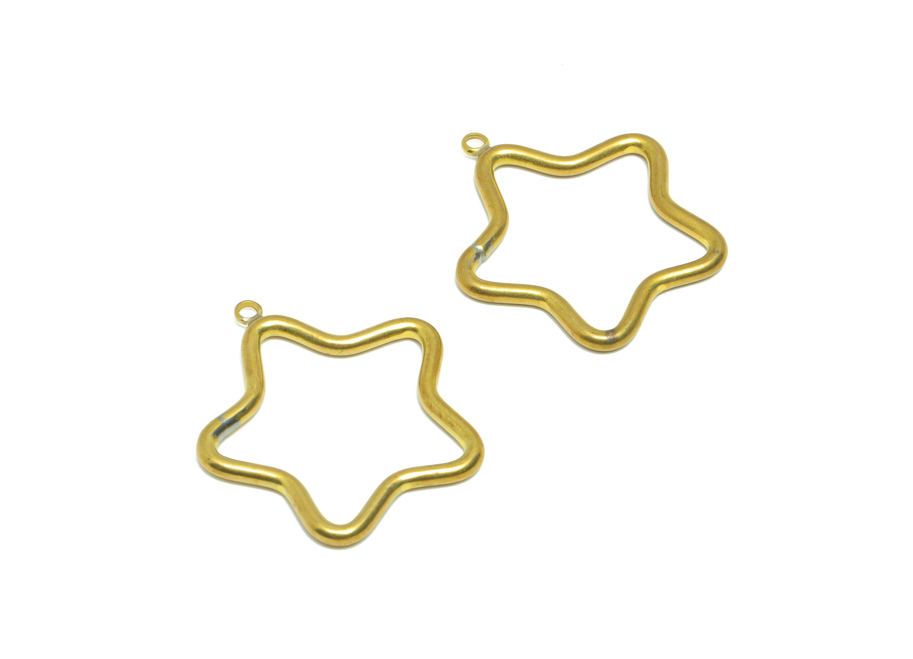 Brass Star Wire Earring Charm - Raw Brass Star Earring Charm - Brass Wire Star Pendant - For Pendant - Earring Finding - 29x25x1mm - PP9415 - DOMEDBAZAAR