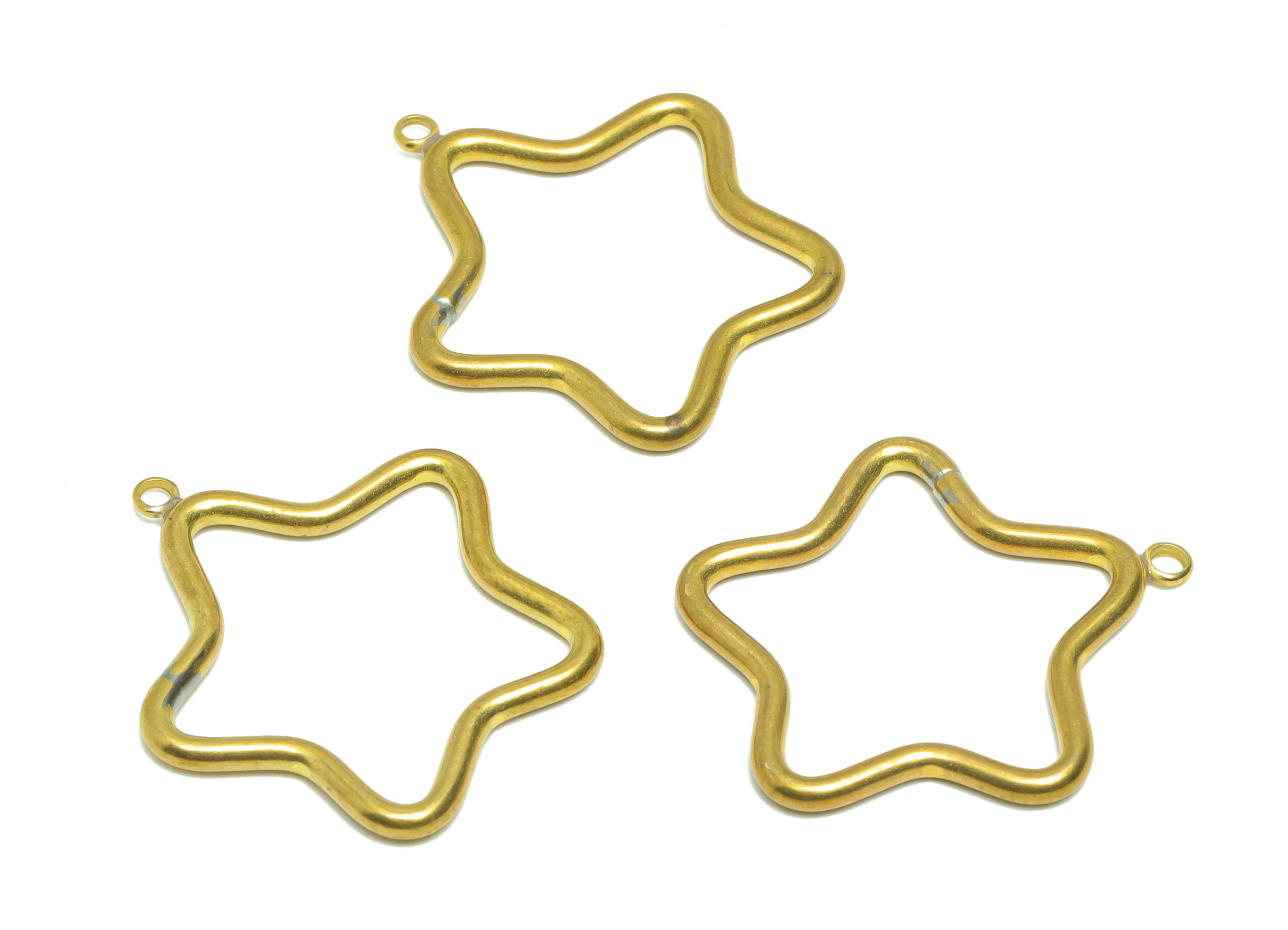 Brass Star Wire Earring Charm - Raw Brass Star Earring Charm - Brass Wire Star Pendant - For Pendant - Earring Finding - 29x25x1mm - PP9415 - DOMEDBAZAAR