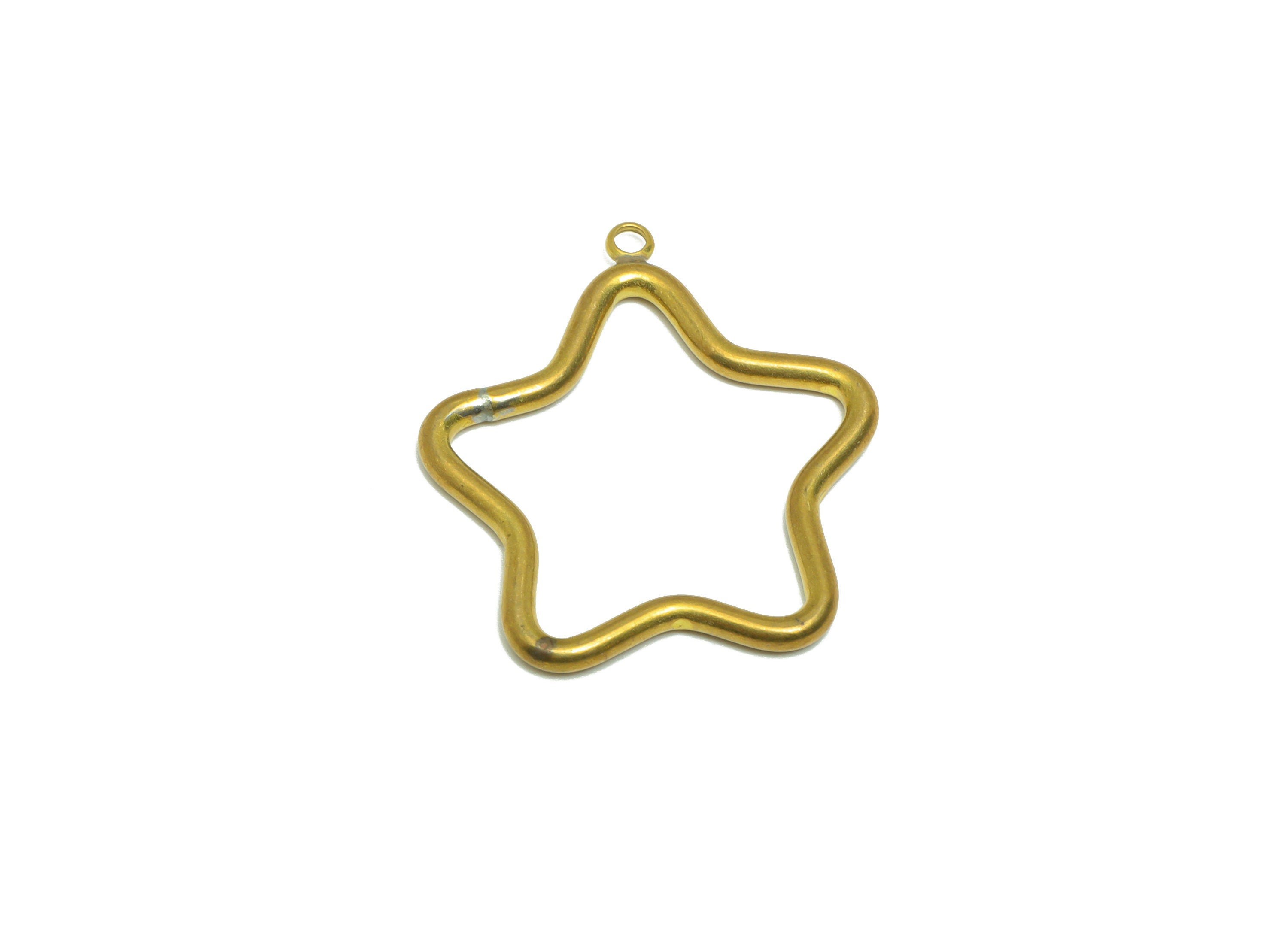 Brass Star Wire Earring Charm - Raw Brass Star Earring Charm - Brass Wire Star Pendant - For Pendant - Earring Finding - 29x25x1mm - PP9415 - DOMEDBAZAAR