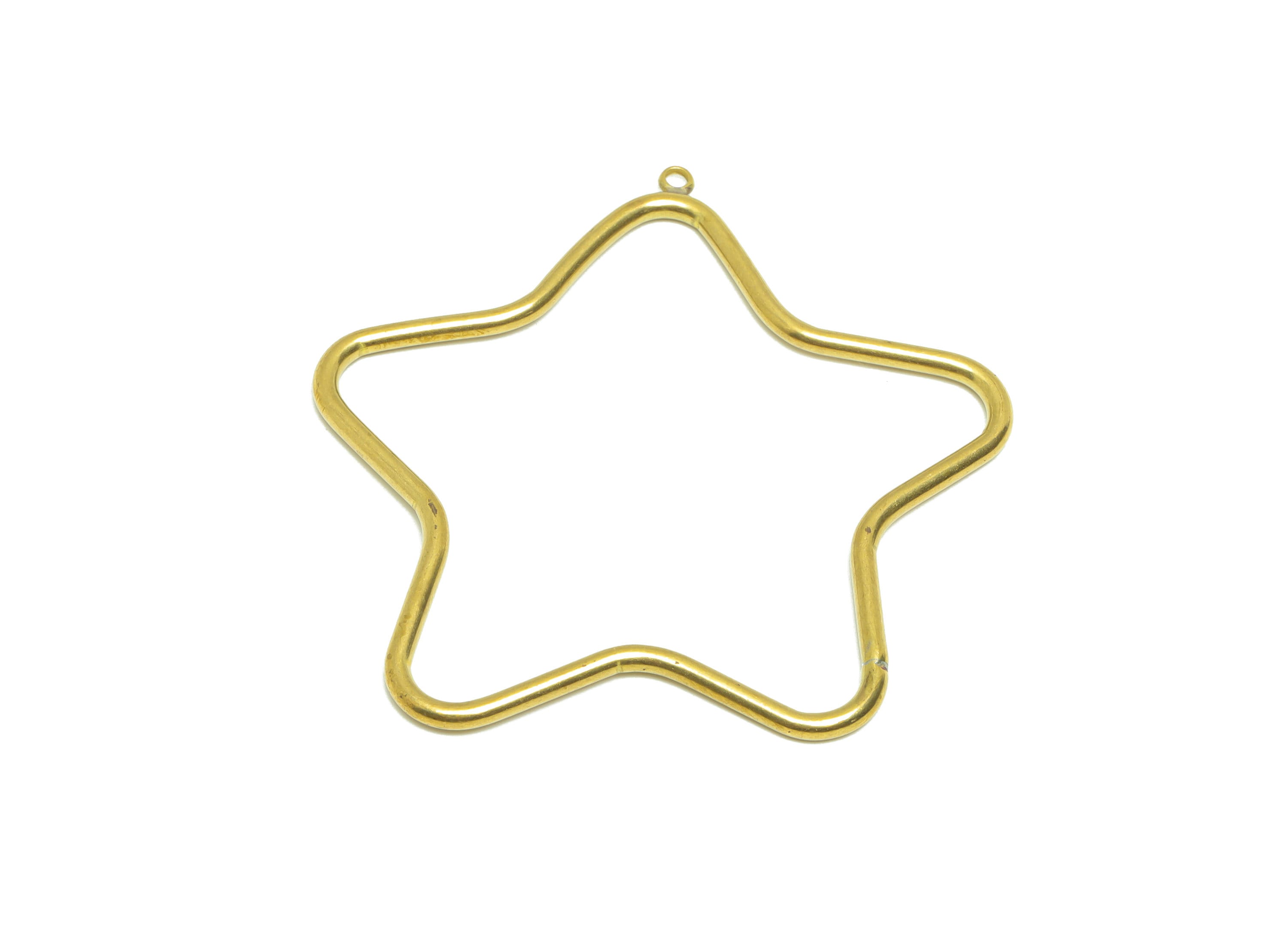 Brass Star Wire Earring Charm - Raw Brass Star Earring Charm - Brass Wire Star Pendant - For Pendant - Star Ring - 53x51x1mm - PP9414 - DOMEDBAZAAR