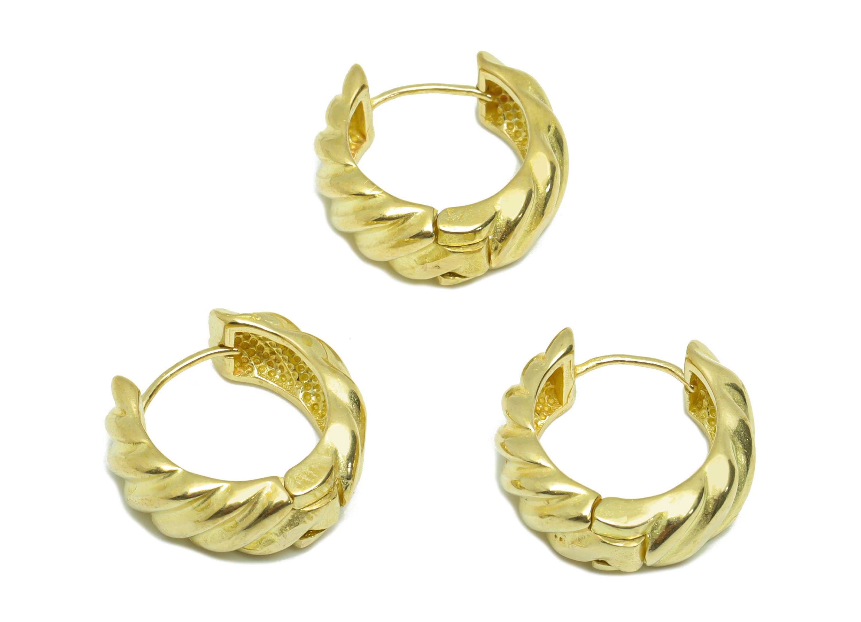 Brass Textured Huggie Hoop Earring - Raw Brass Thick Earring Clasp - Brass Clasp Earring - Clasp Hoop Earring - 15.8x14.68x6mm - PP9618 - DOMEDBAZAAR