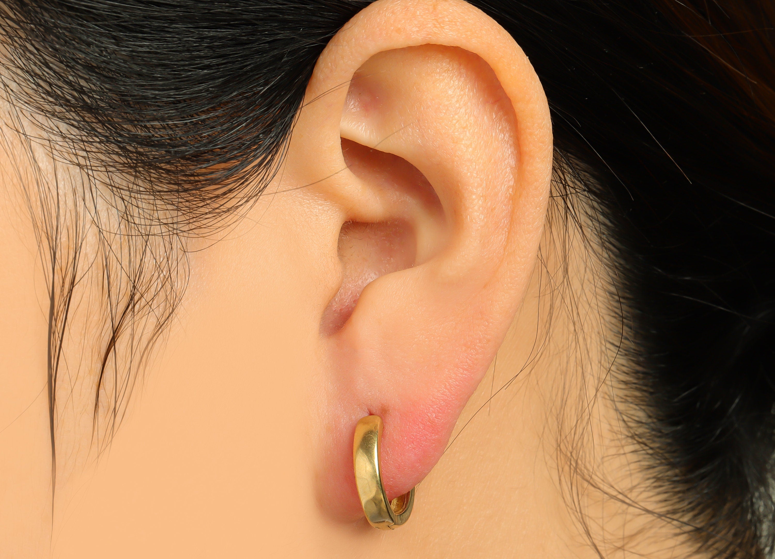 Brass Round Huggie Hoop Earring - Raw Brass Circle Earring Clasp - Brass Clasp Earring - Clasp Hoop Earring - 14.58x14.47x3mm - PP9610 - DOMEDBAZAAR