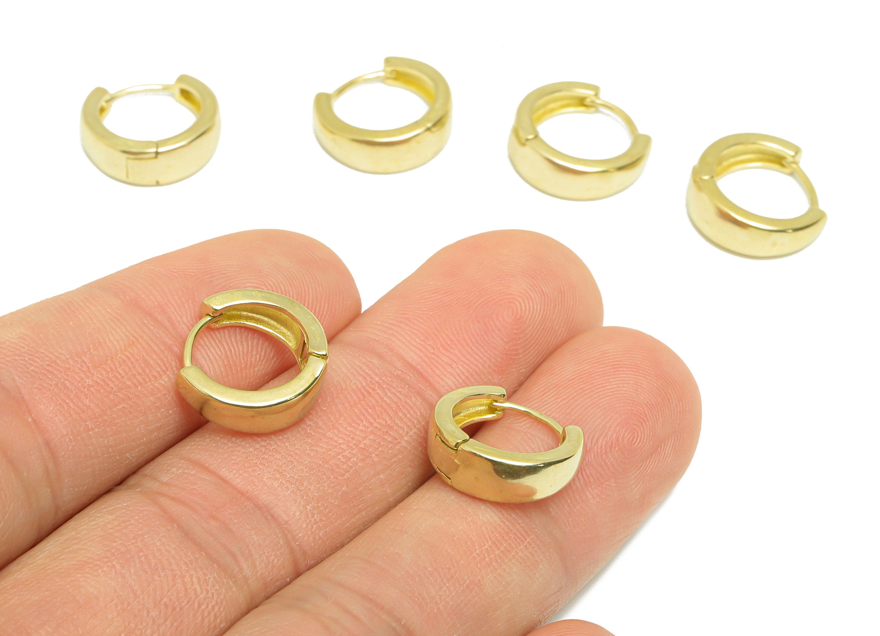 Brass Round Huggie Hoop Earring - Raw Brass Circle Wire Earring Clasp - Brass Clasp Earring - Clasp Hoop Earring - 14.62x12.8x4.8mm - PP9617 - DOMEDBAZAAR
