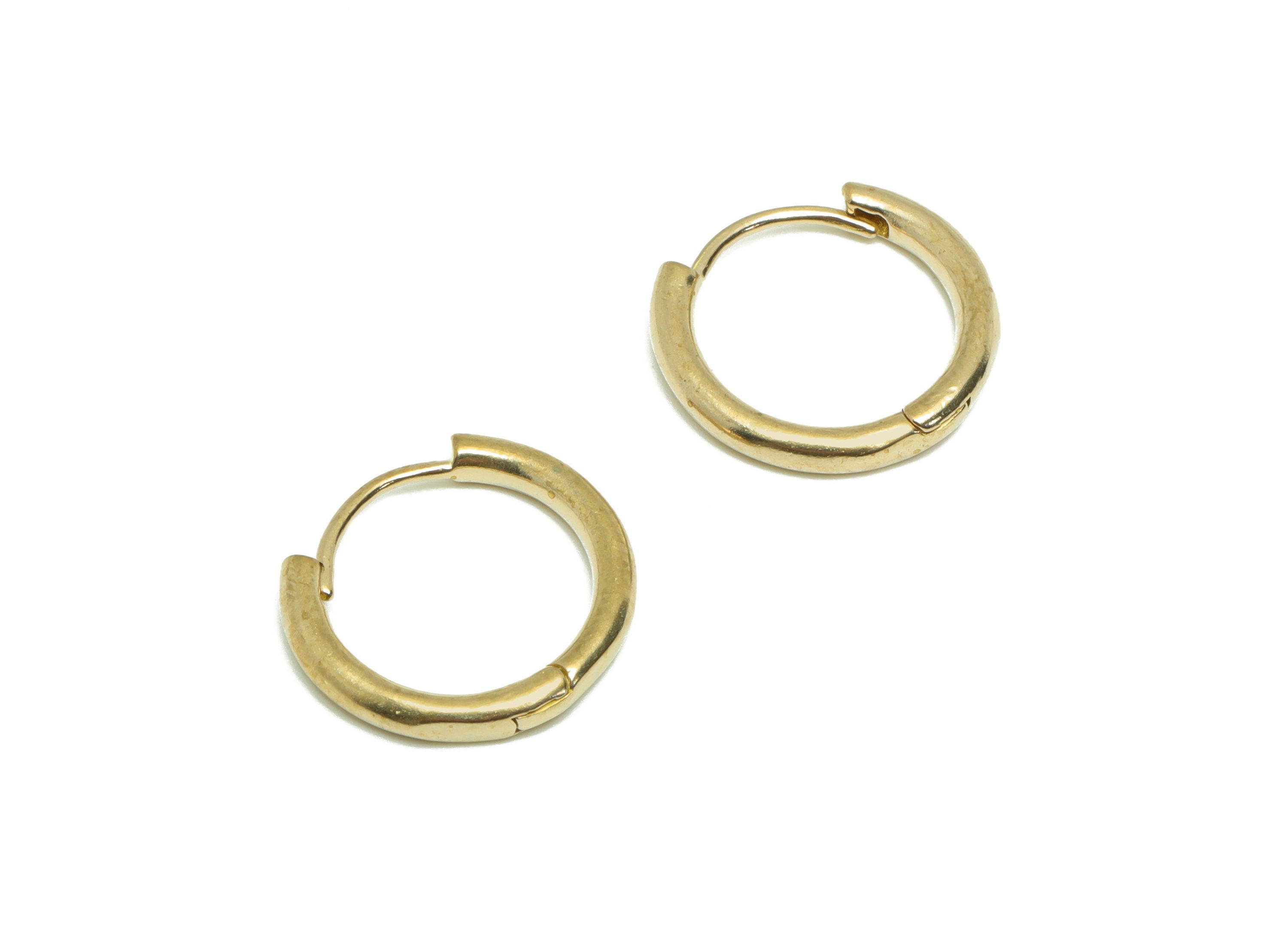 Brass Round Huggie Hoop Earring - Raw Brass Circle Wire Earring Clasp - Brass Clasp Earring - Clasp Hoop Earring - 14.77x13.57x2mm - PP9601 - DOMEDBAZAAR