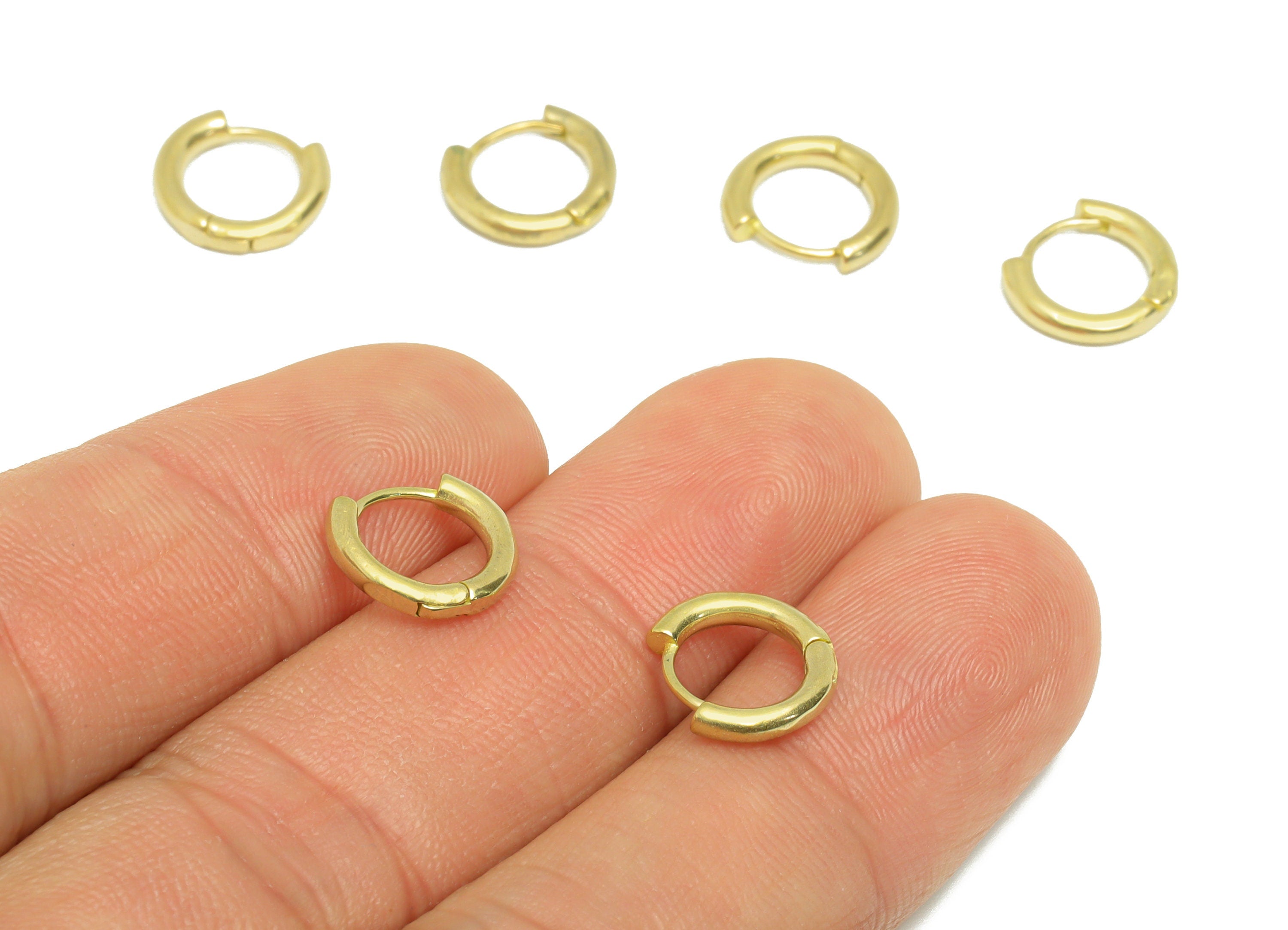 Brass Huggie Hoop Earring For Tassel - Raw Brass Earring Clasp Connector - Brass Clasp Earring - Clasp Hoop Earring - 11x9x1mm - PP9609 - DOMEDBAZAAR