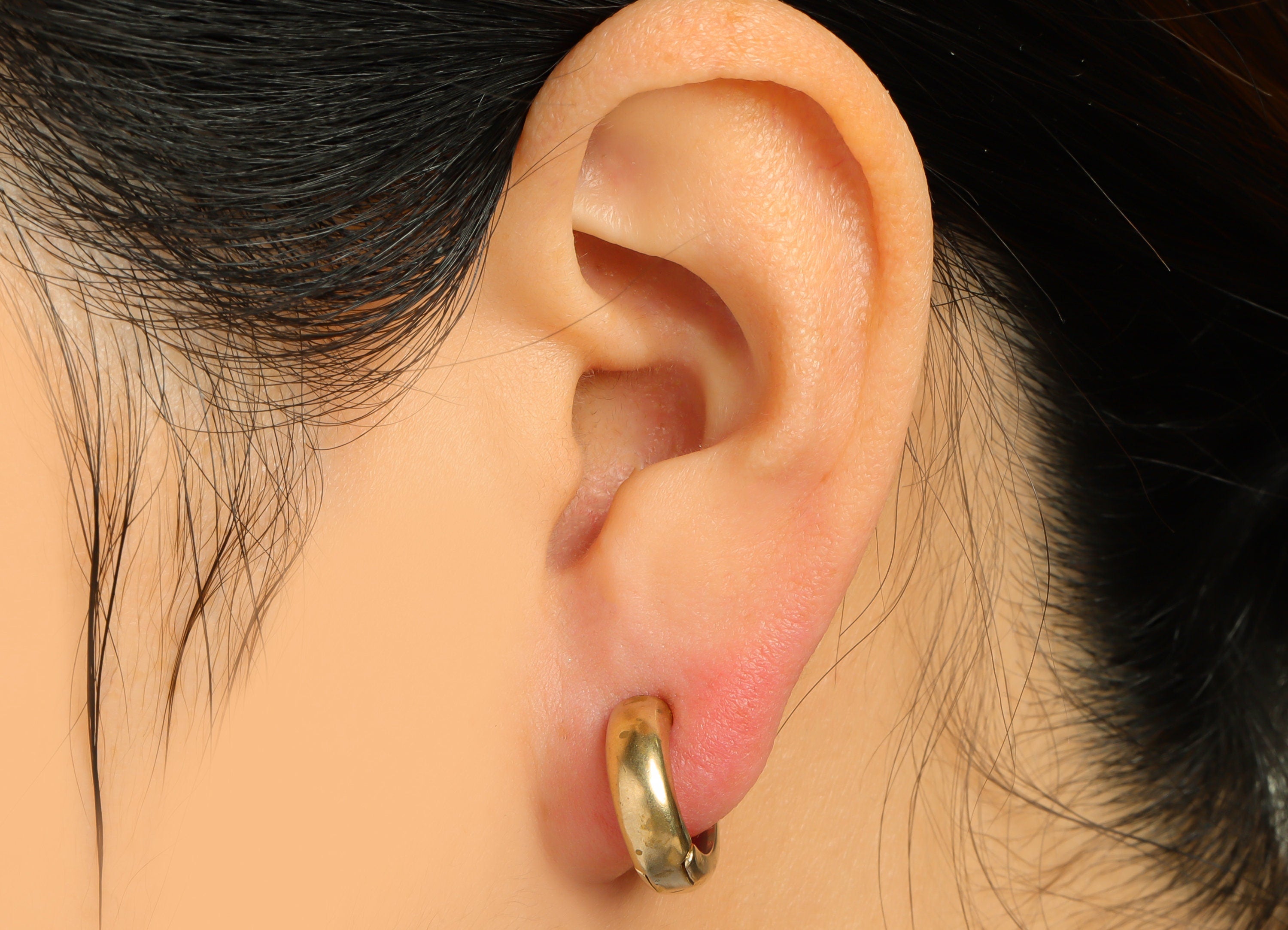 Brass Thick Huggie Hoop Earring - Raw Brass Circle Earring Clasp - Brass Clasp Earring - Clasp Hoop Earring - 14.8x13.7x4.8mm - PP9584 - DOMEDBAZAAR