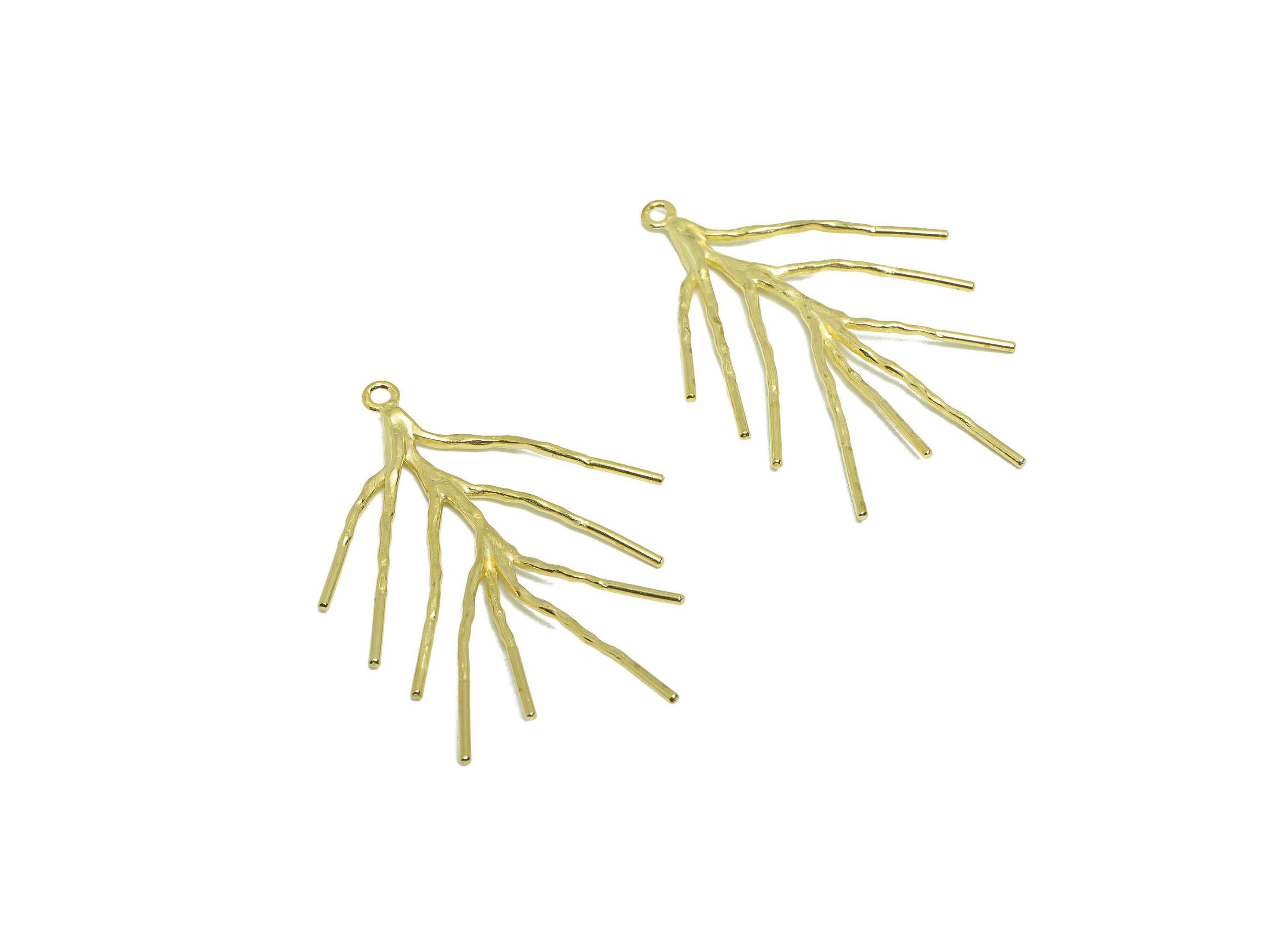 Brass Tree Earring Charm - Raw Brass Branch Earring Charm - Brass Botanical Pendant - Brass Tree Branch Earring Charm - 41x25x2mm - PP9578 - DOMEDBAZAAR